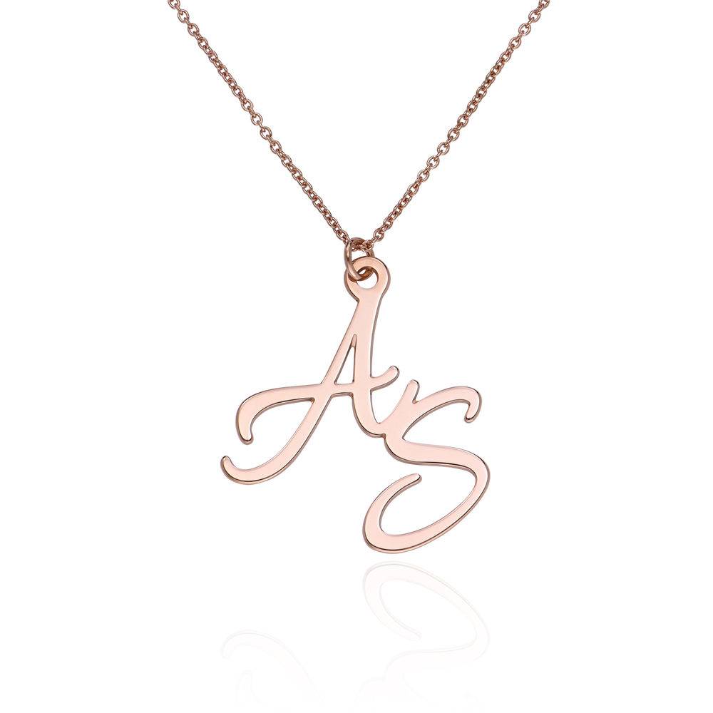 Two Initial Necklace in 18K Rose Gold Plating