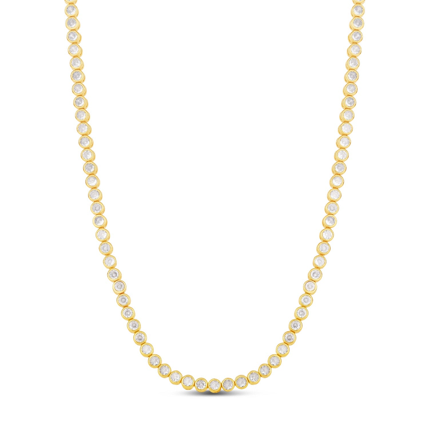 Two Mm Bezel-Set Classic Round Tennis Necklace - Gold
