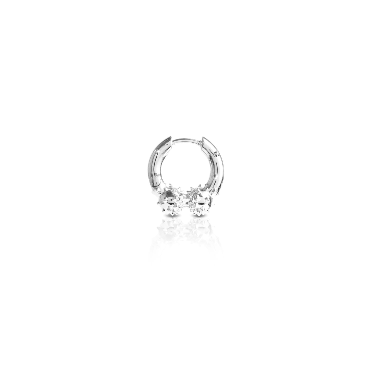 Two Spikey Balls Hoop Earring – Silver
