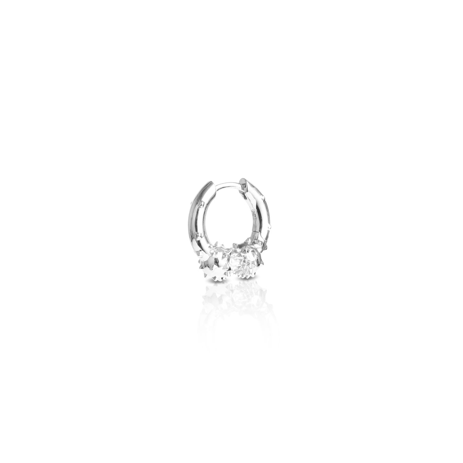 Two Spikey Balls Hoop Earring – Silver
