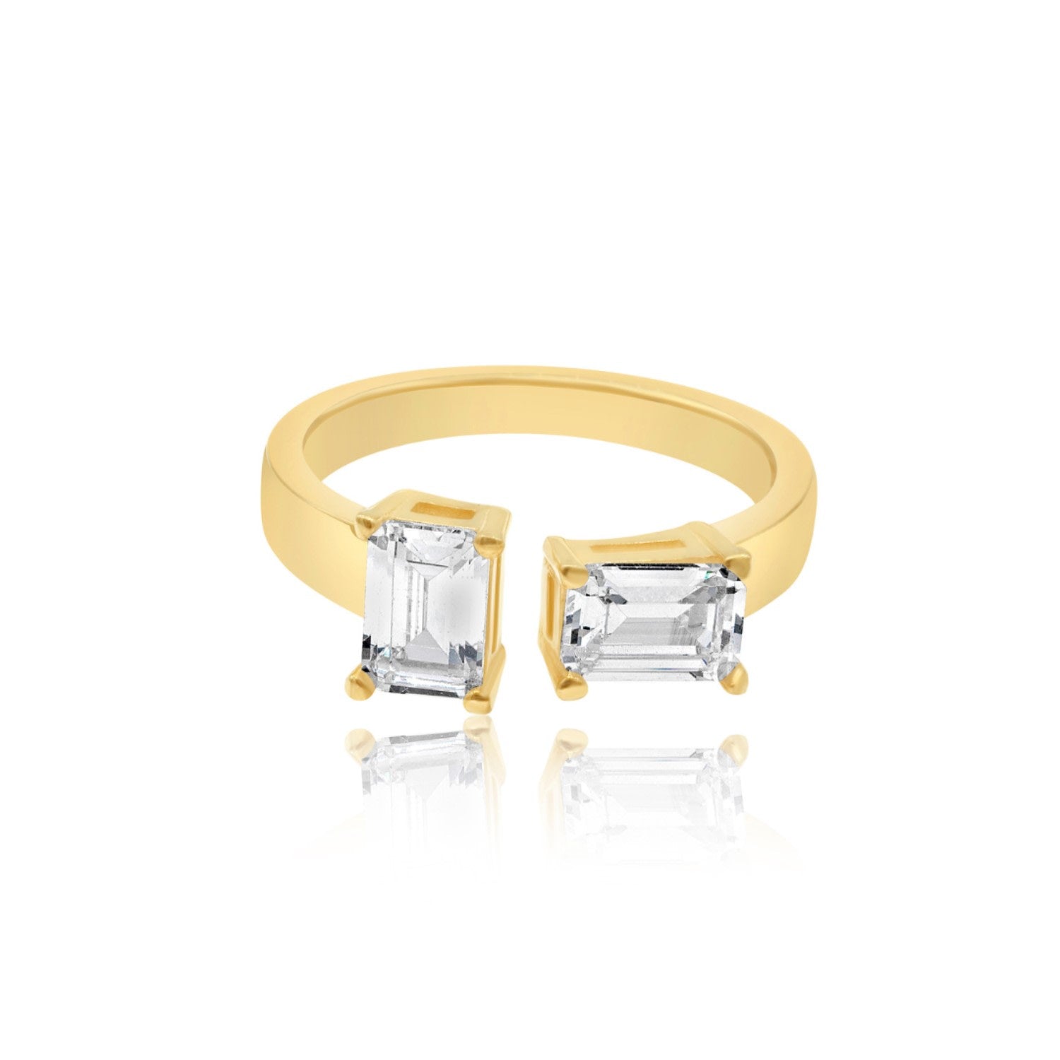 Two Stone Cuff Stack Ring - Gold