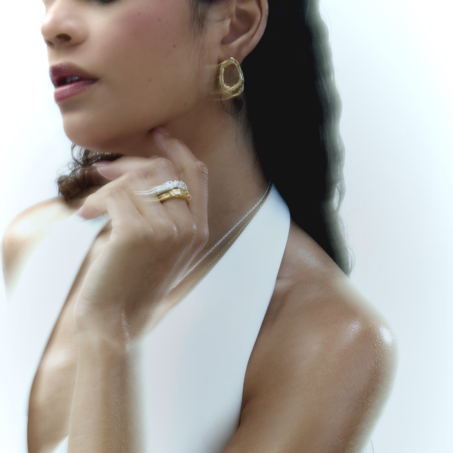 Molten Hoops Two Together Earrings - Gold Vermeil