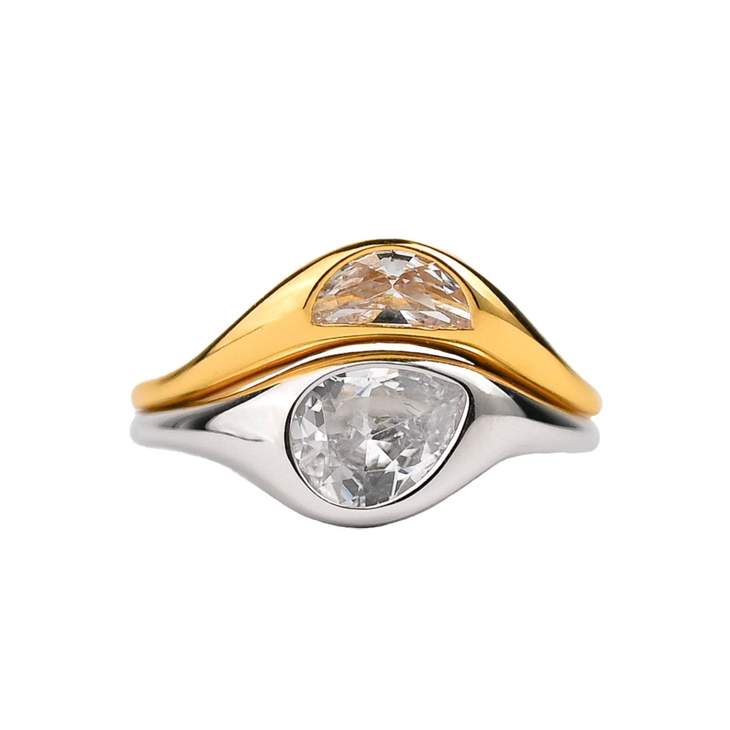 Two Tone Double Ring Set