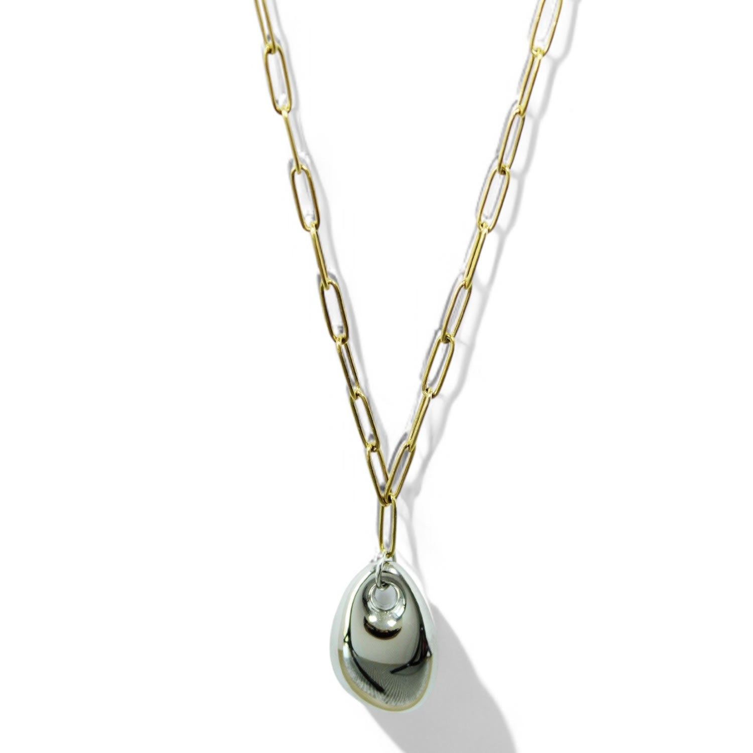 Two Tone Oval Pendant Necklace