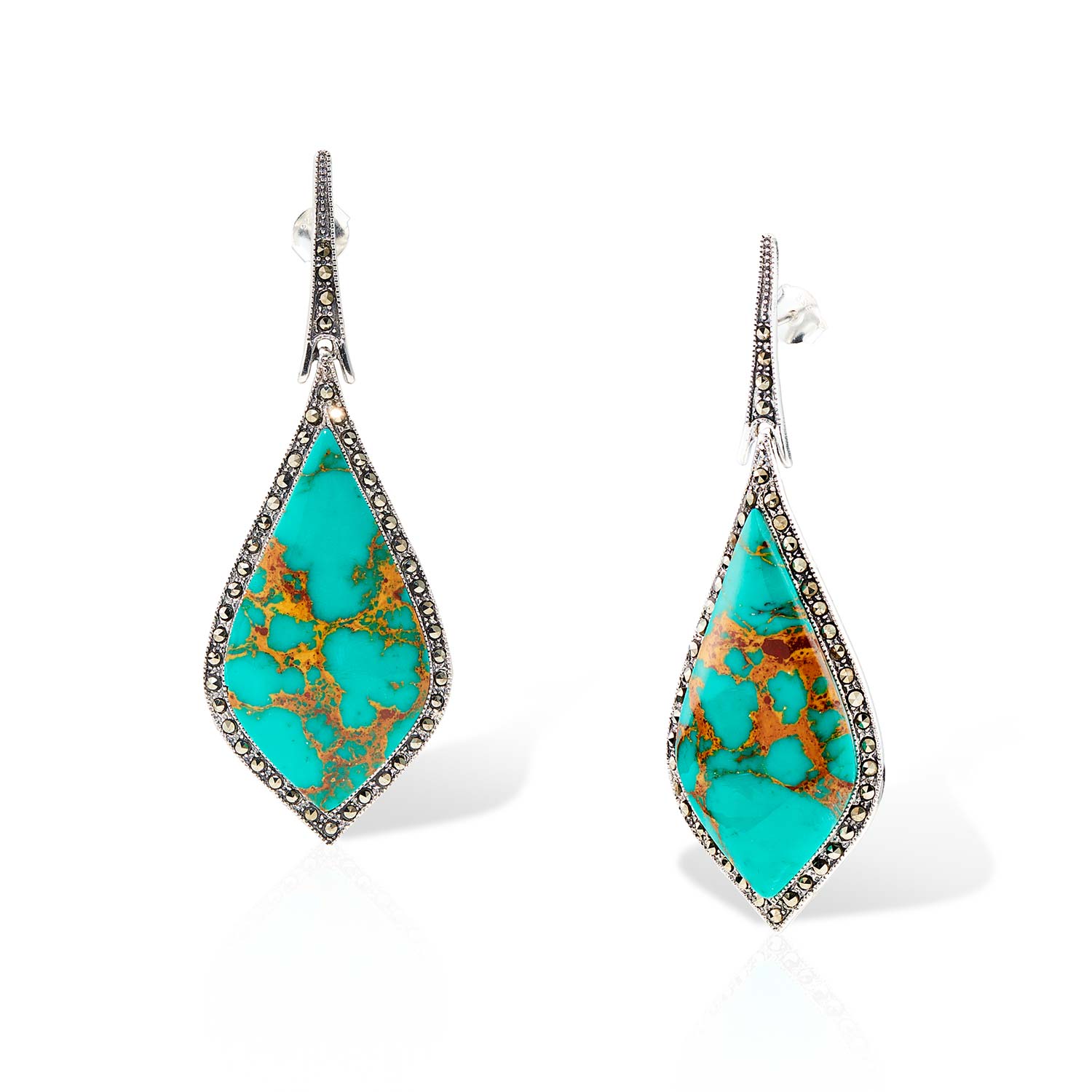Two Weeks In Mustique Earrings, Green Copper Turquoise, Sterling Silver
