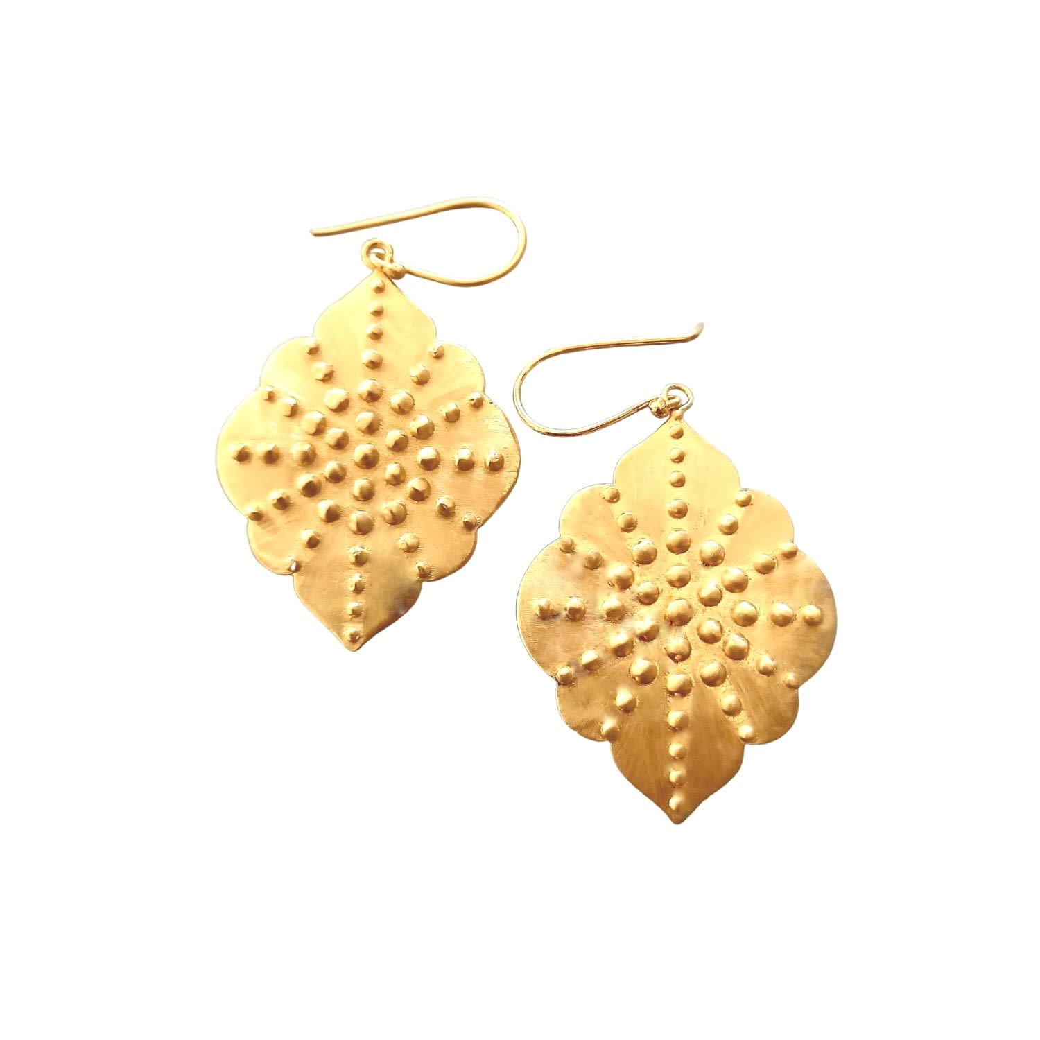 Granulated Ashram Window Earrings - Gold Plated
