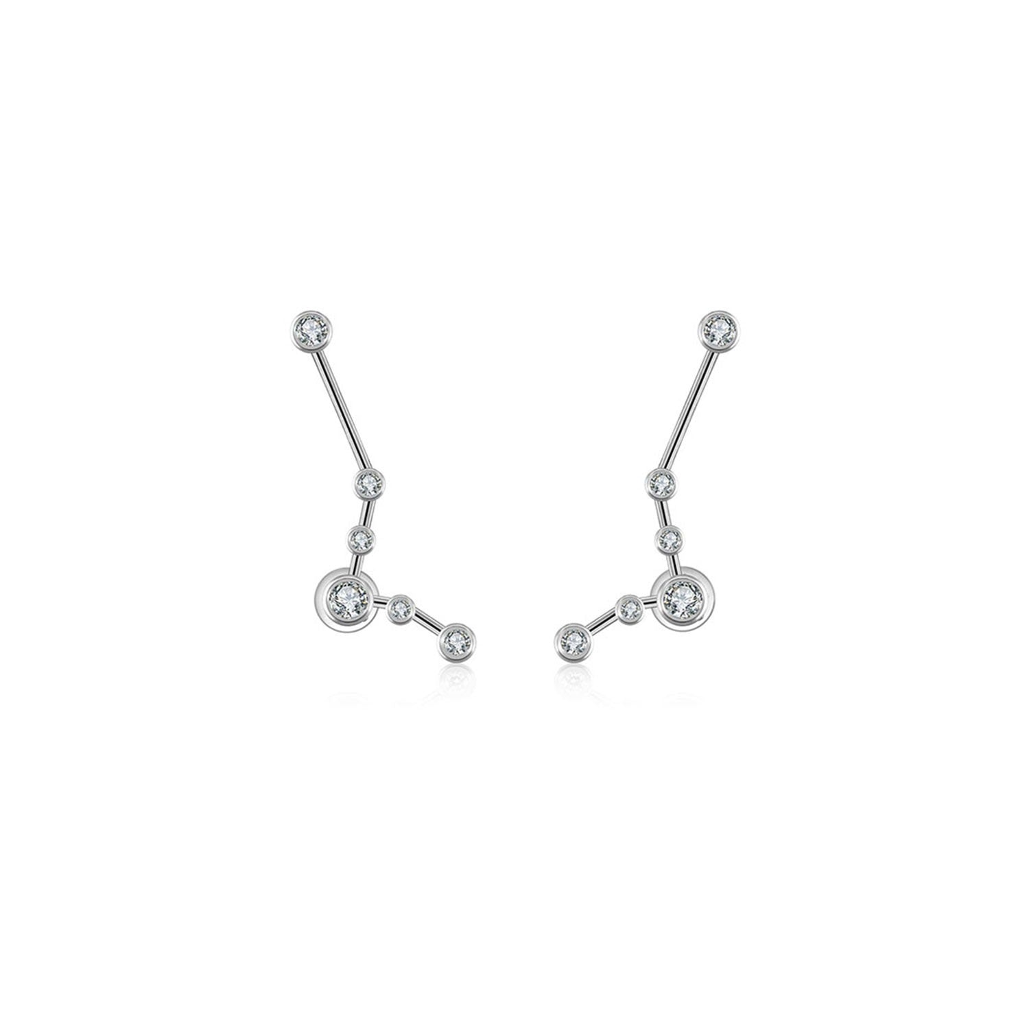 Pisces Zodiac Constellation Earring 18K White Gold & Diamond