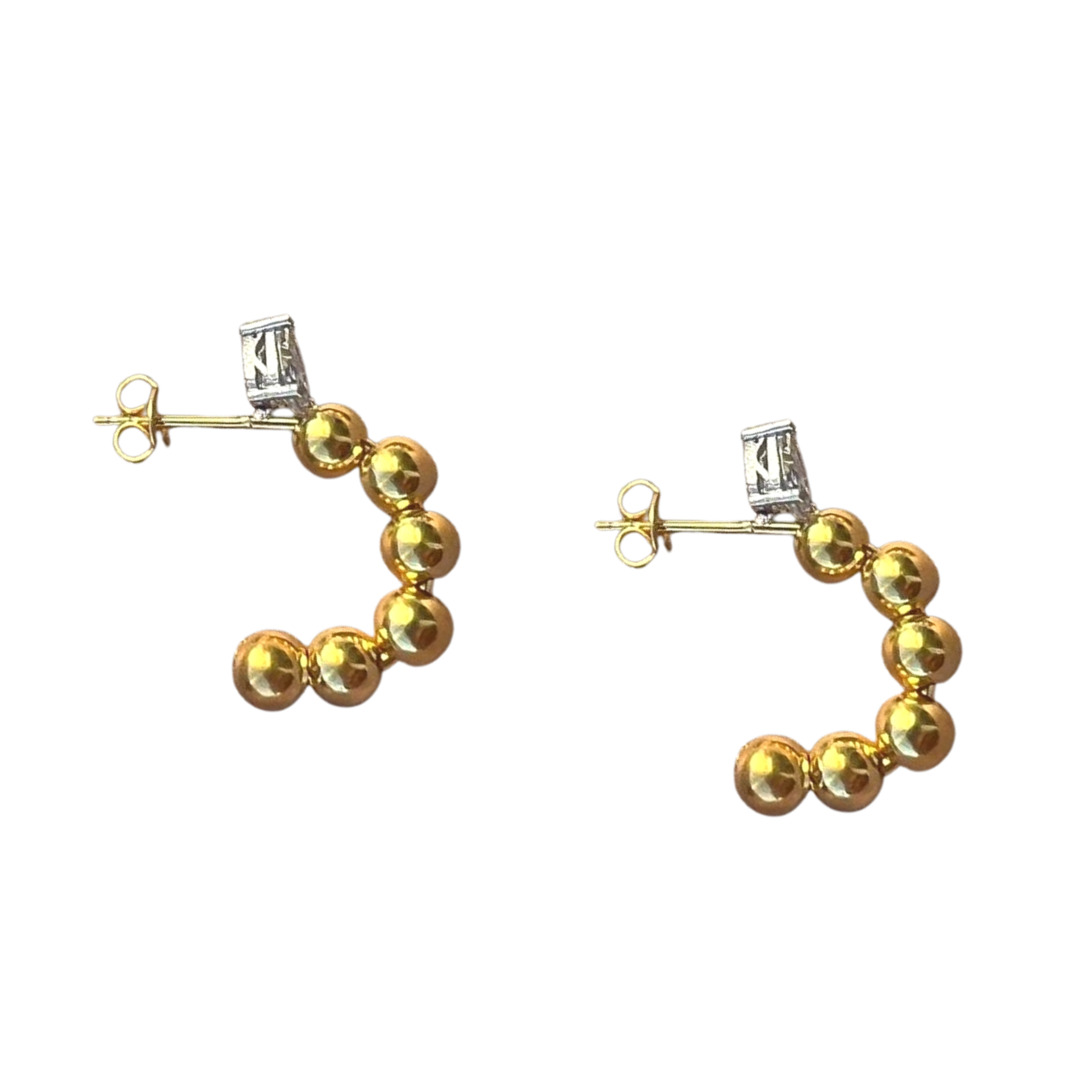 Six Bead Baguette Stone Sterling Silver Earring