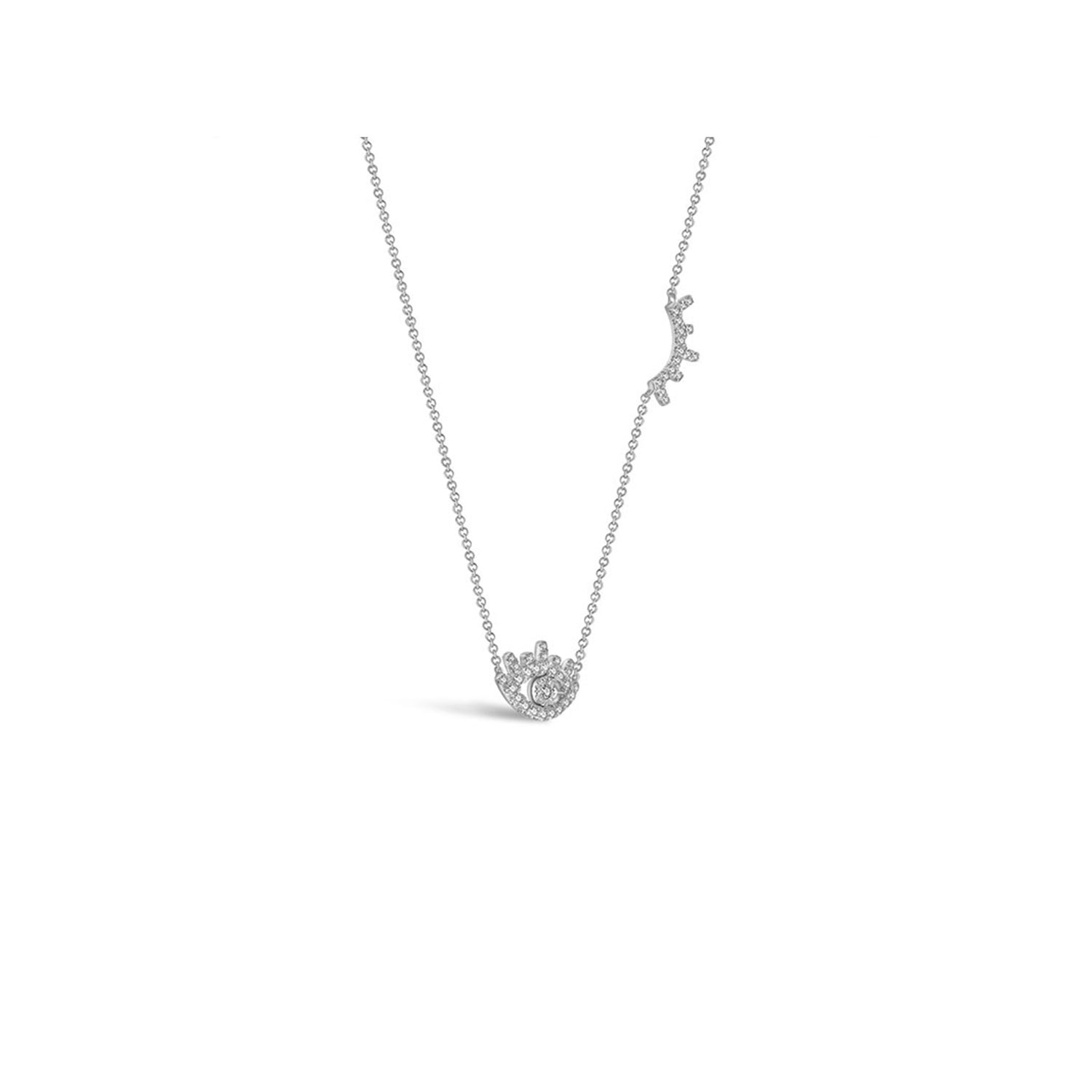 18K White Gold Evil Eye & Eyelash Diamond Necklace