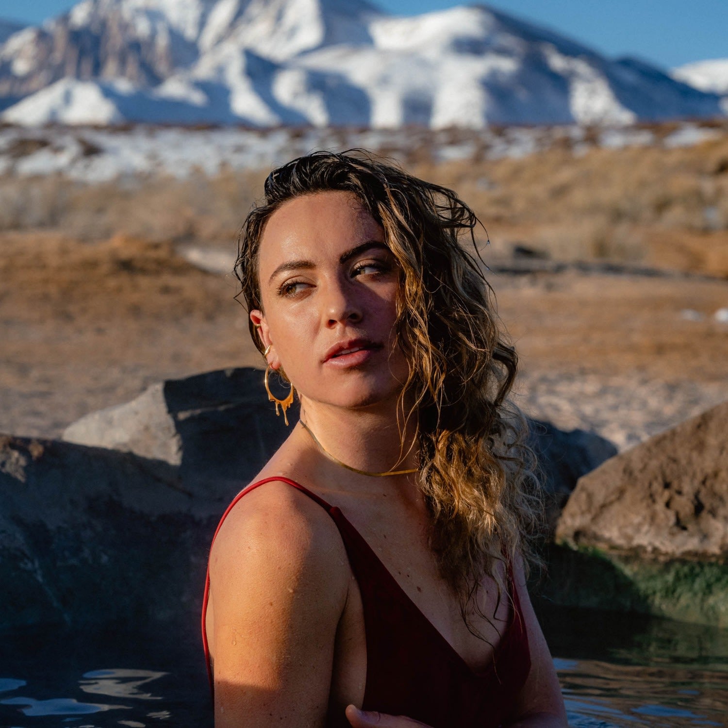Dripping Oval M Sterling Silver Hoop Earrings