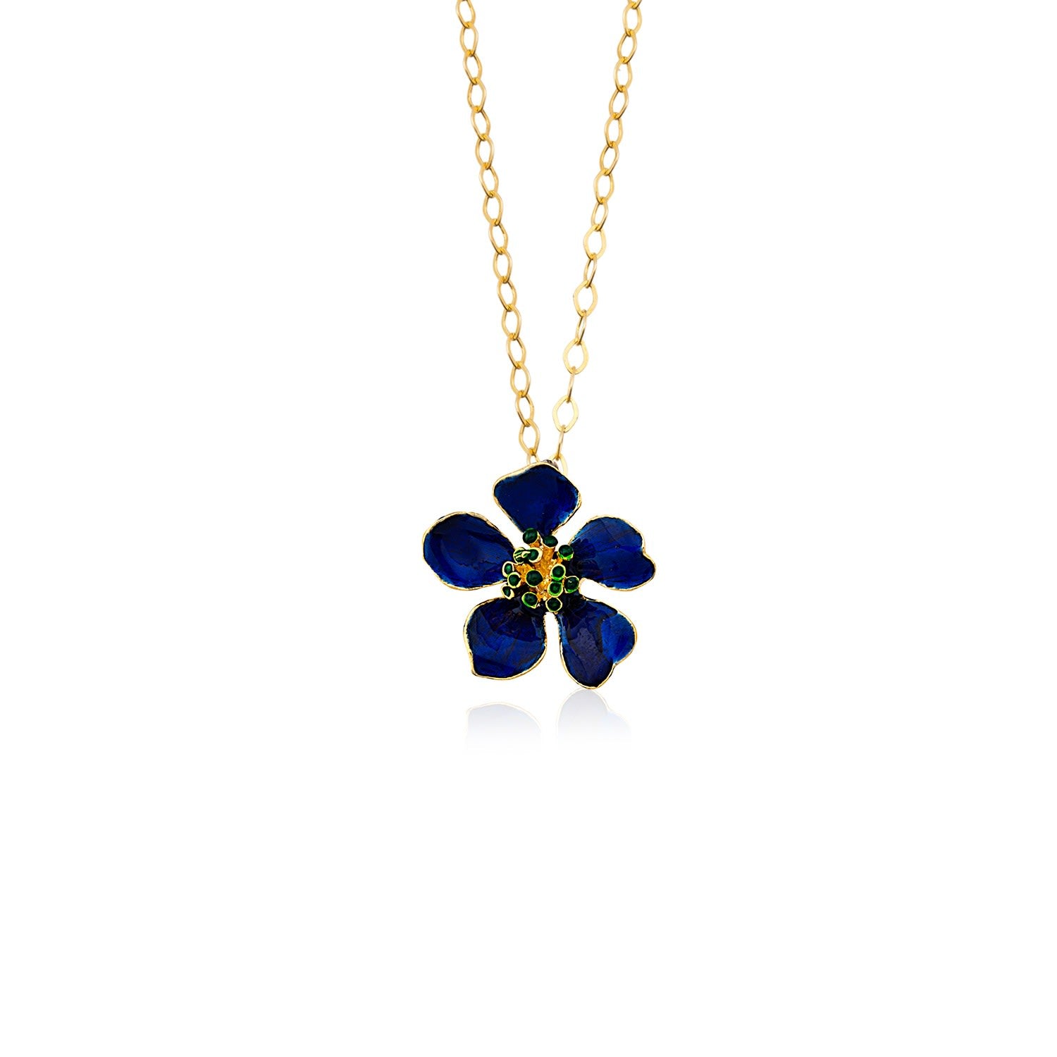 Navy Blue Cherry Blossom Flower Necklace