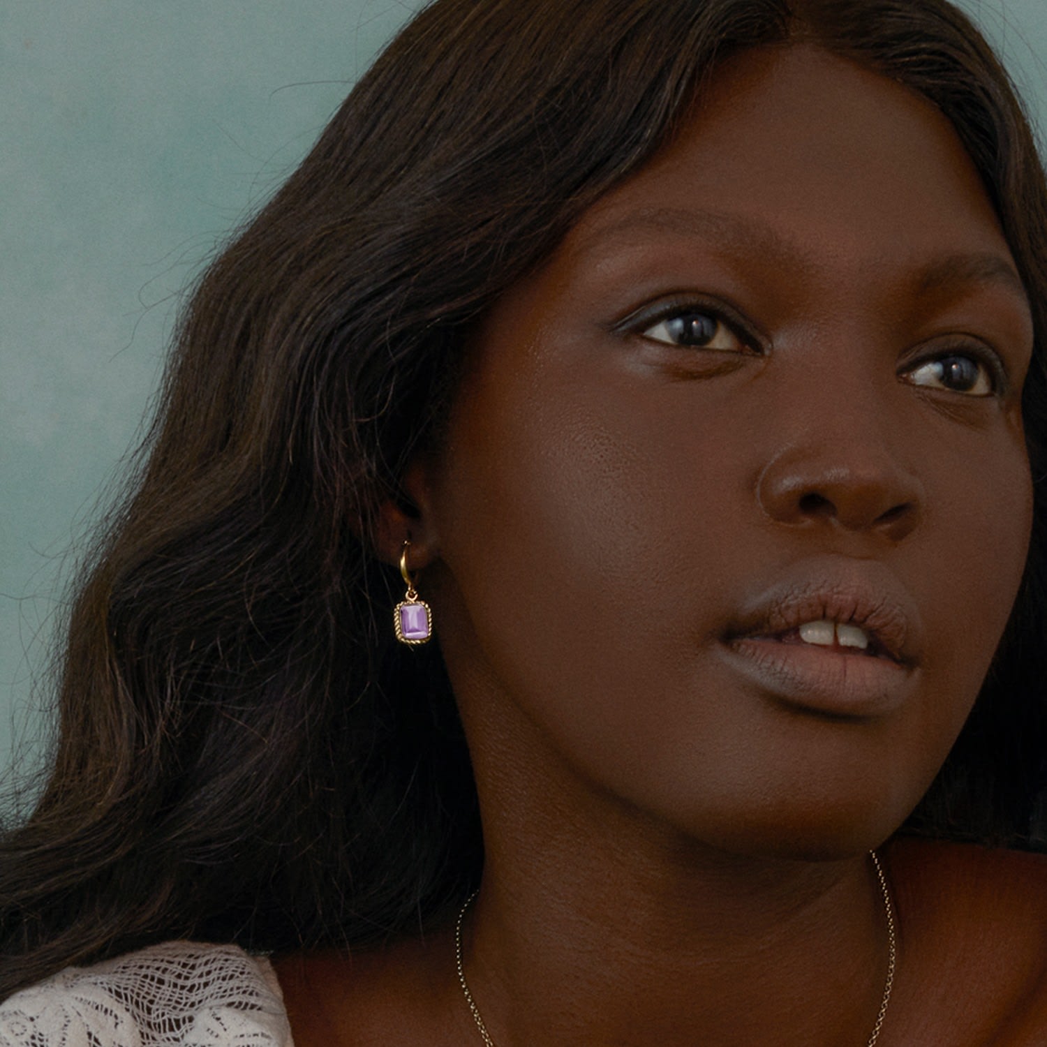 Luccichio Gold Vermeil Amethyst Hoop Earrings