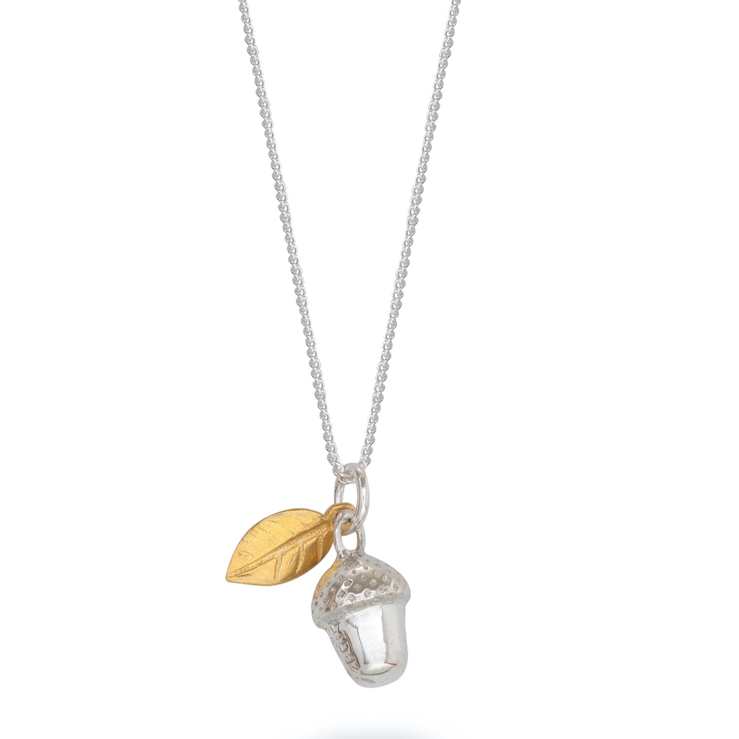 Acorn With Leaf Sterling Silver Necklace