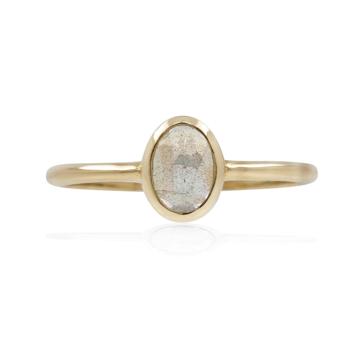 Labradorite Rose Cut Ring - 9Ct Solid Gold