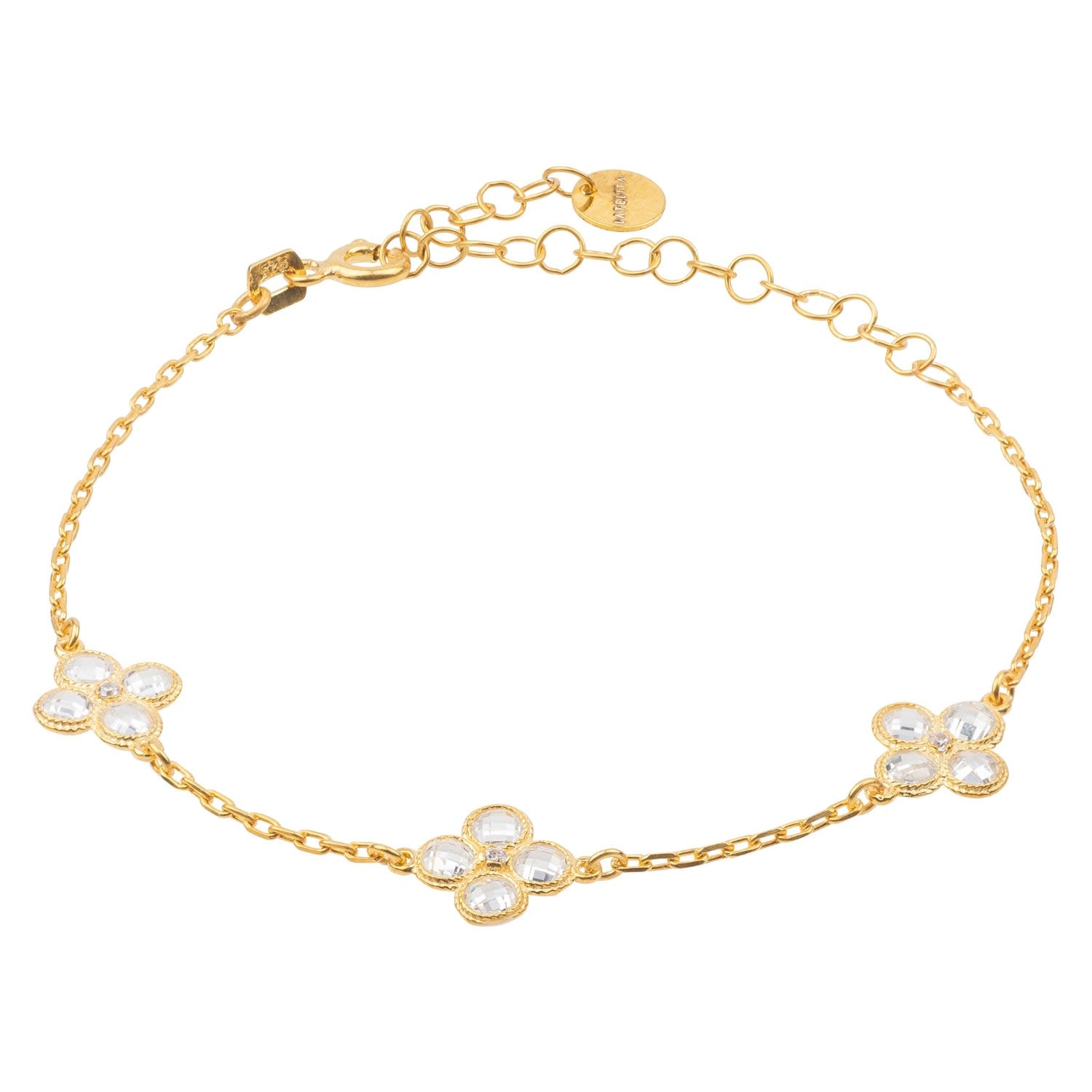 Flower Clover Triple Bracelet Gold