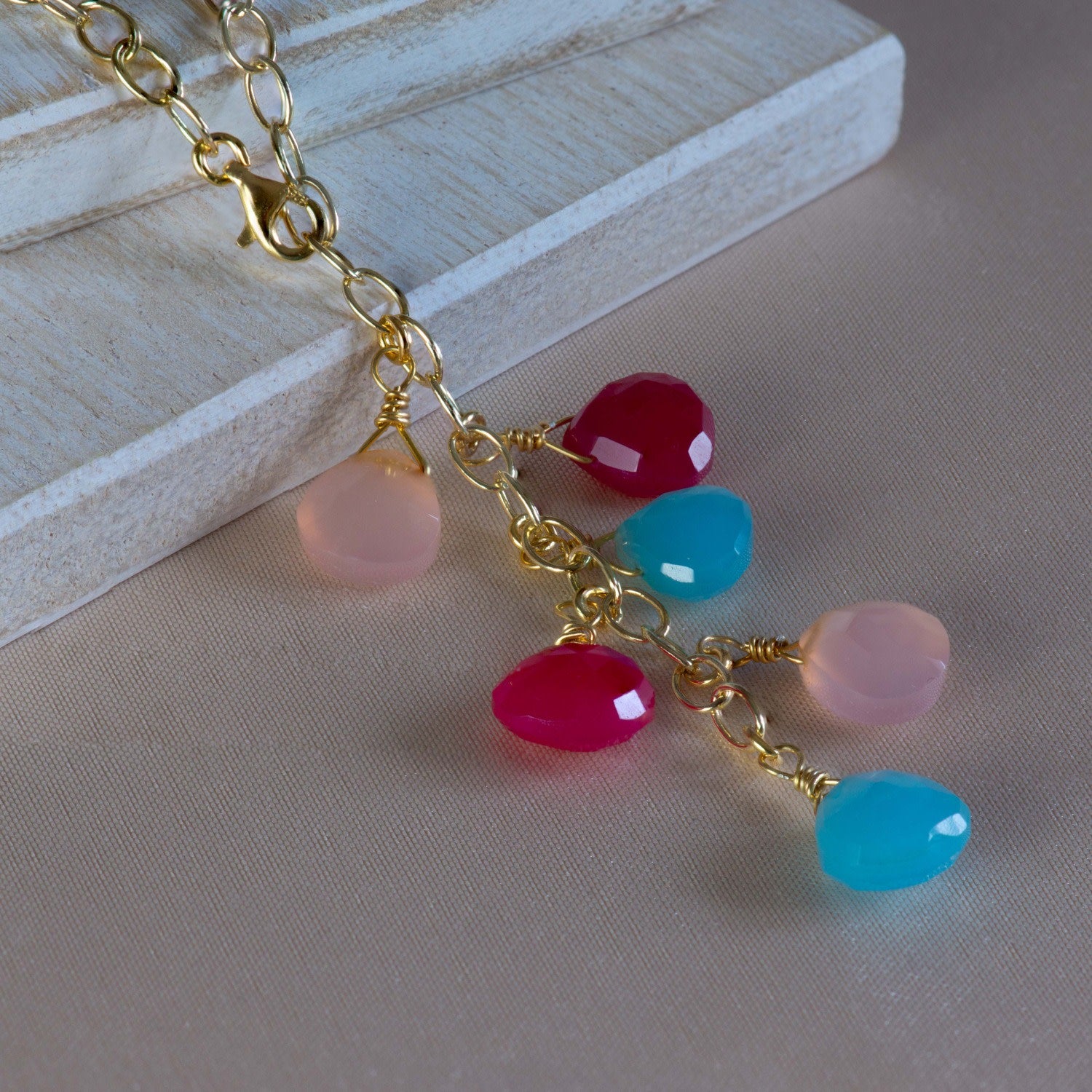 Multicolour Chalcedony Vermeil Necklace