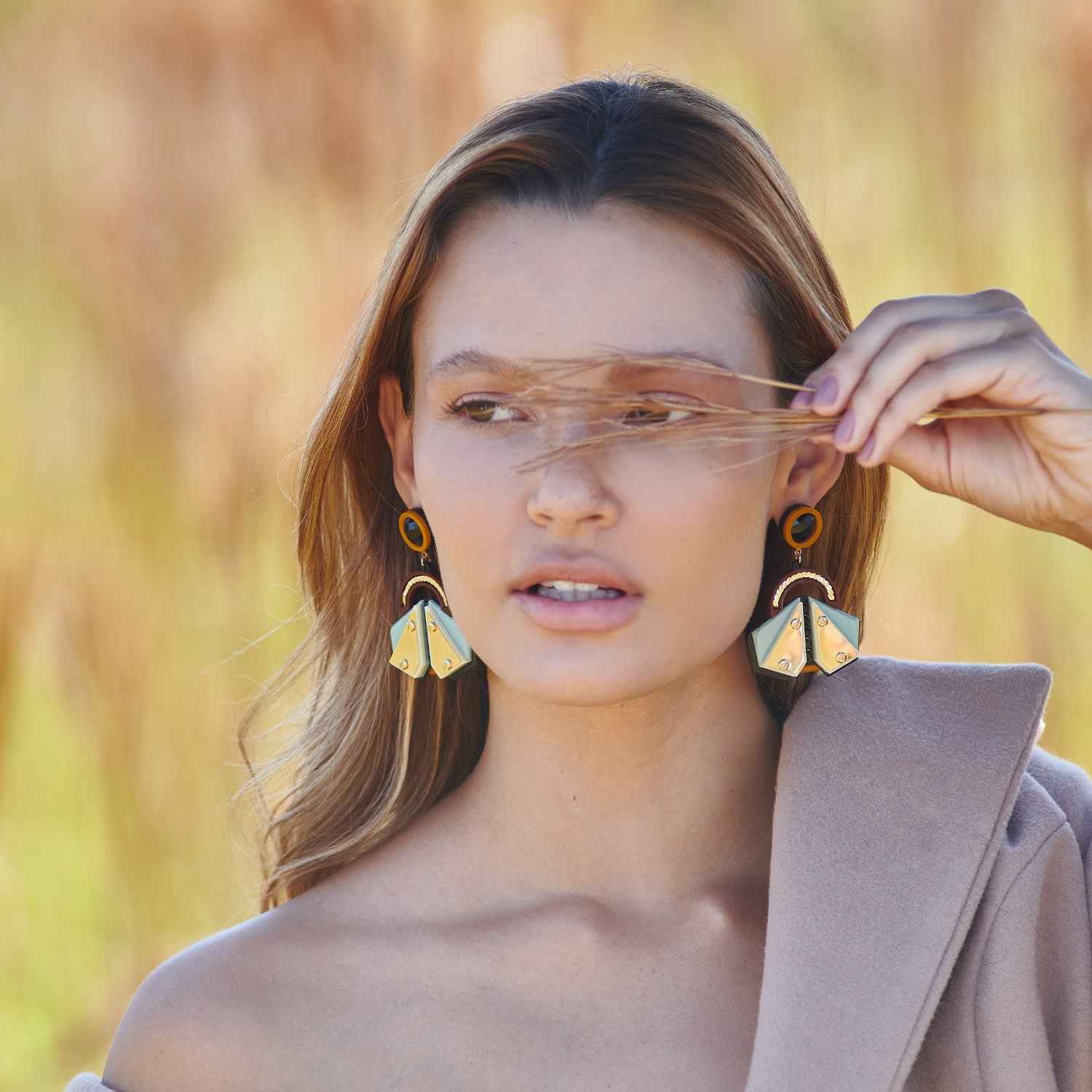 Acrylic Handmade Earring Papaloti / Yellow