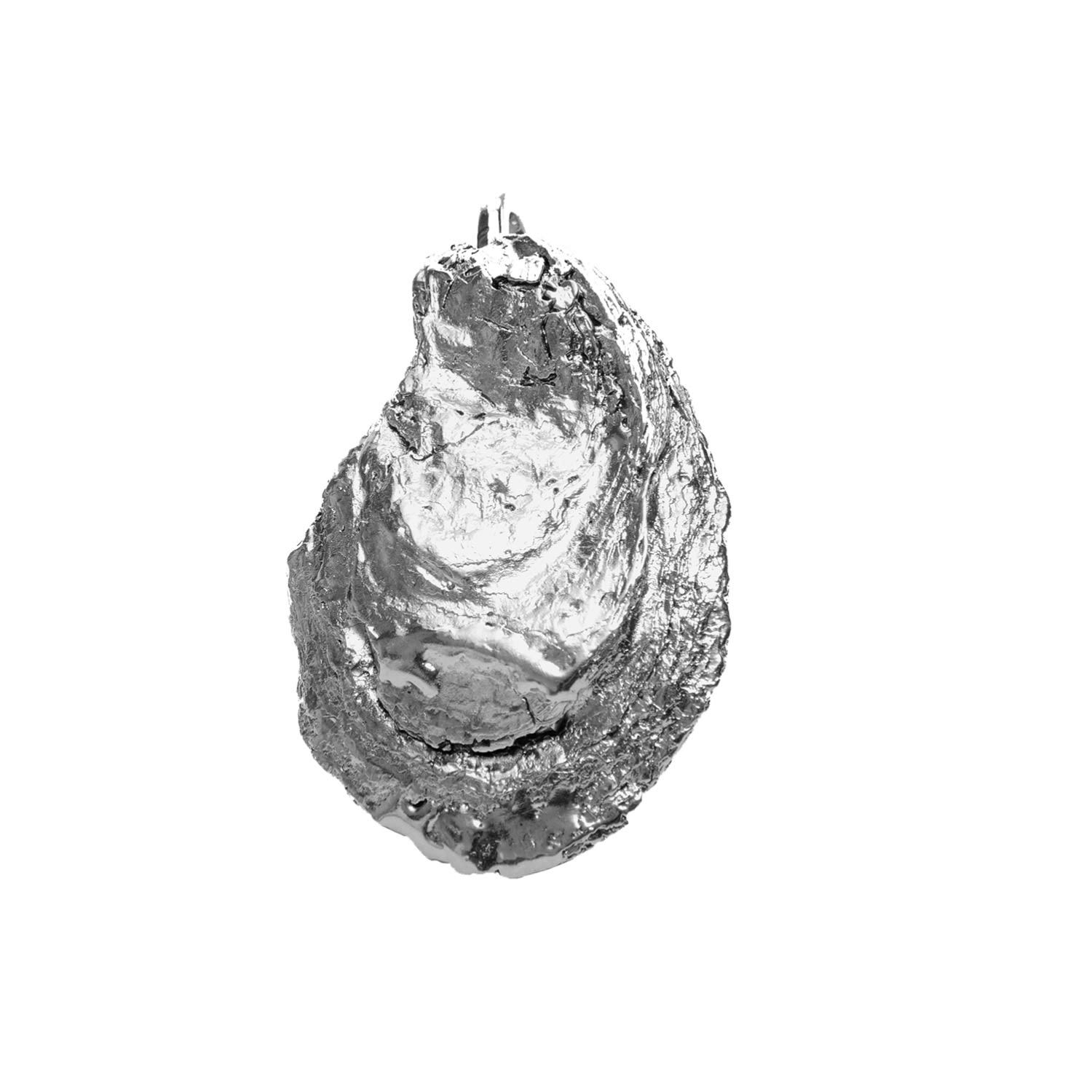 Flat Oyster Charm Silver