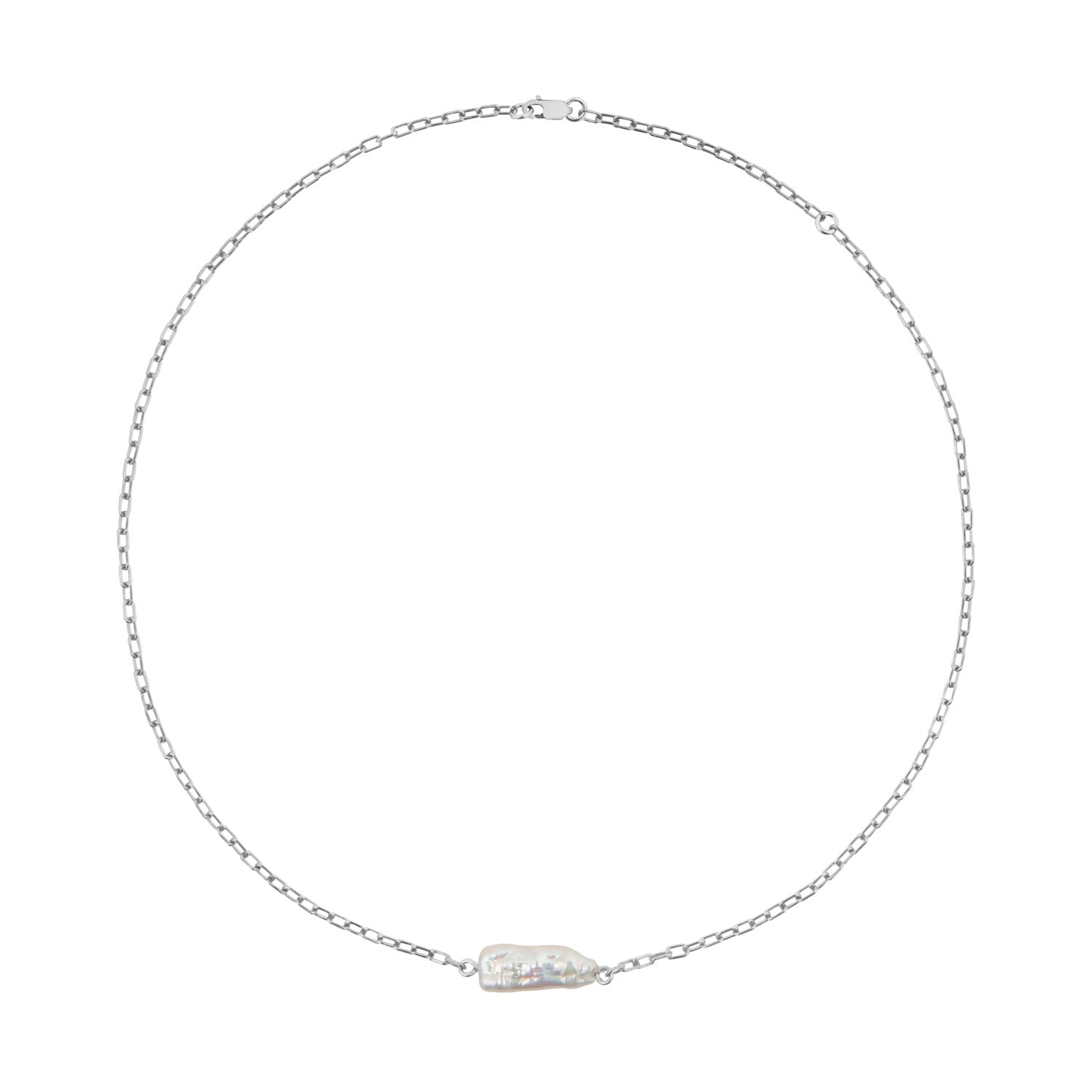 Coralia Long Baroque Pearl Necklace - Silver
