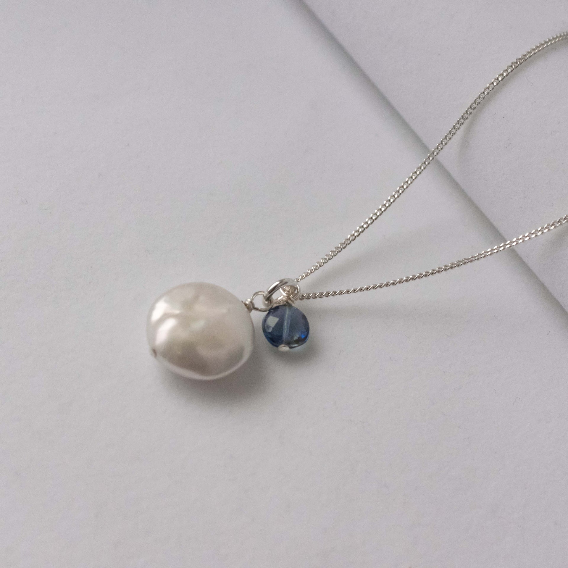 Pearl & London Blue Topaz Necklace