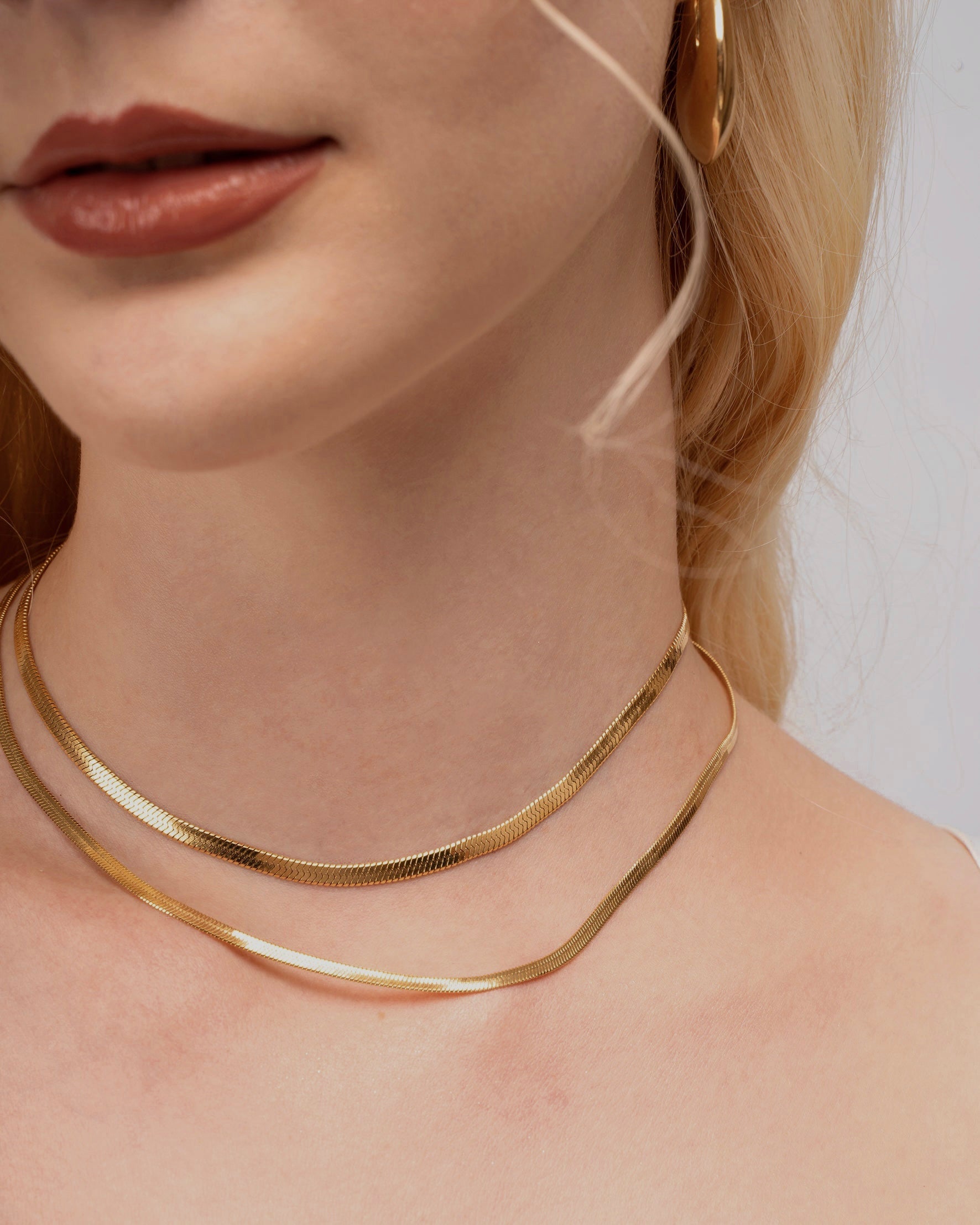Antonette Flat Herringbone Chain Necklace