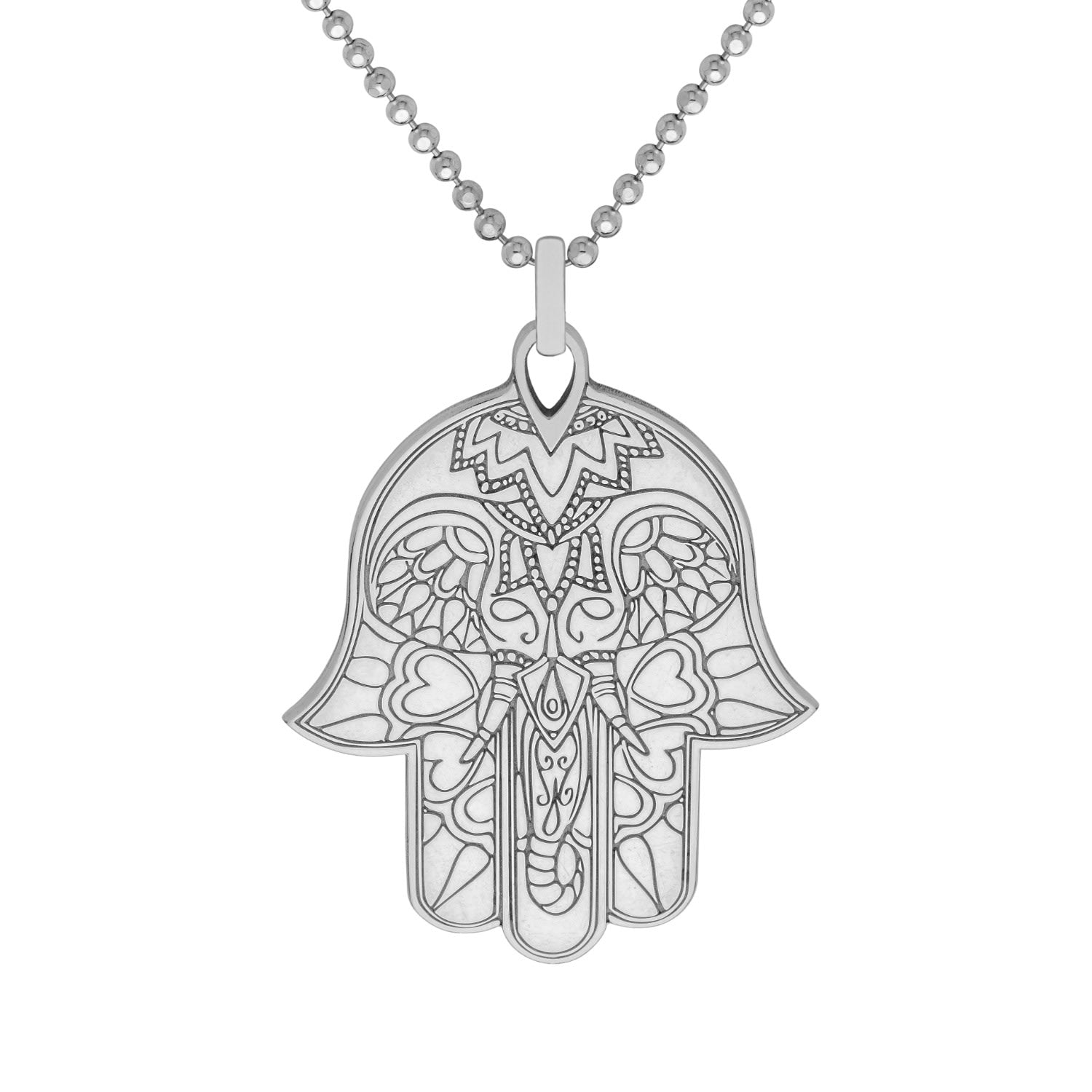 Medium Silver Hamsa Hand Pendant Necklace