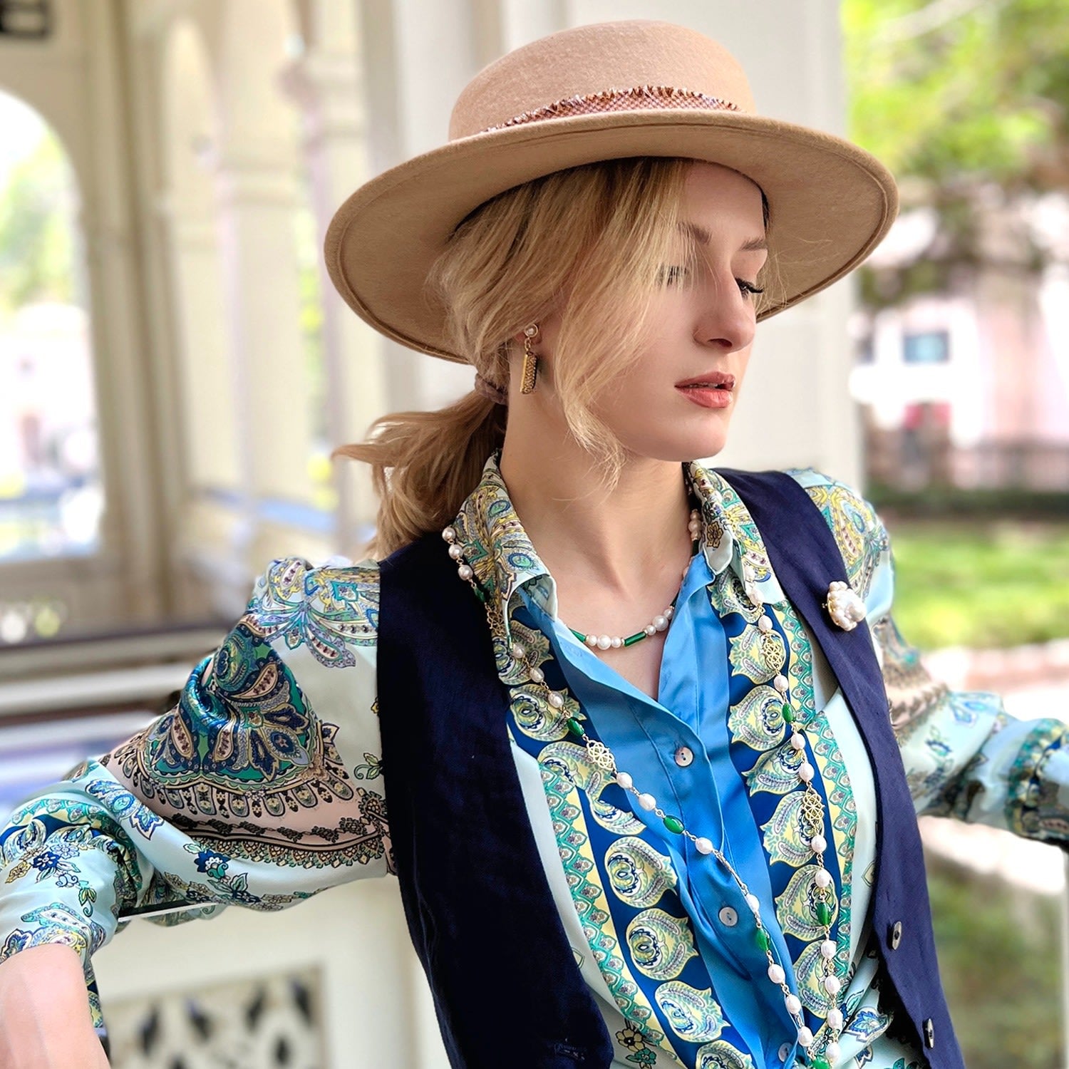 Green Jade And Freshwater Pearls Short Necklace