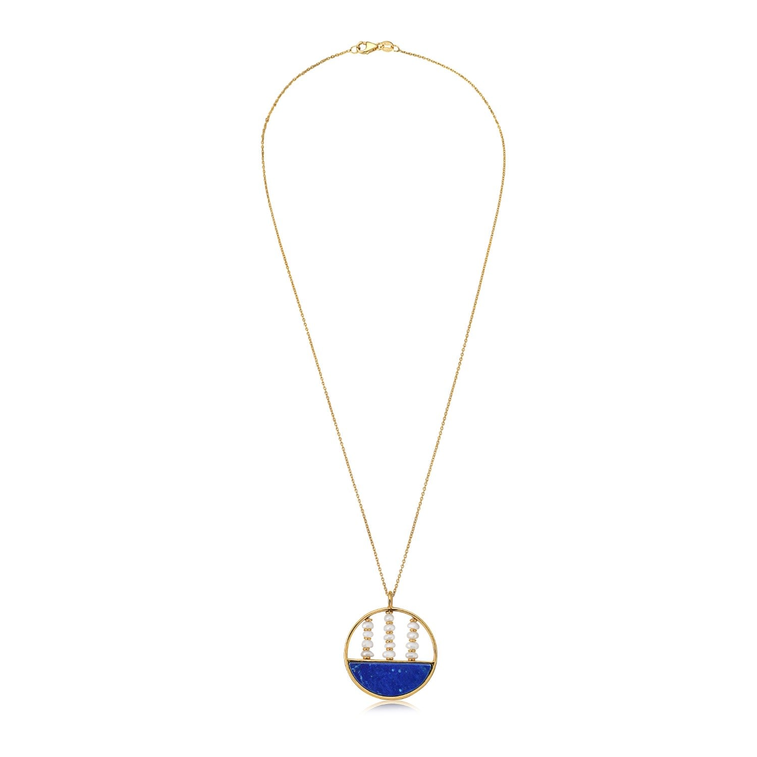 Nerissa Lapis & Pearl Necklace In Gold