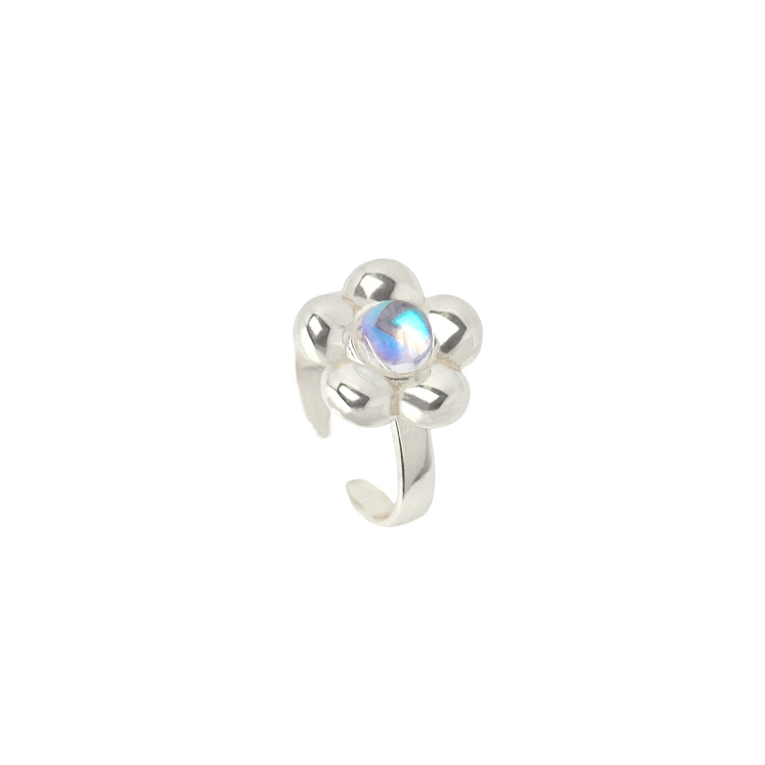 Flower Power Ring With Iridescent Crystal, Sterling Silver