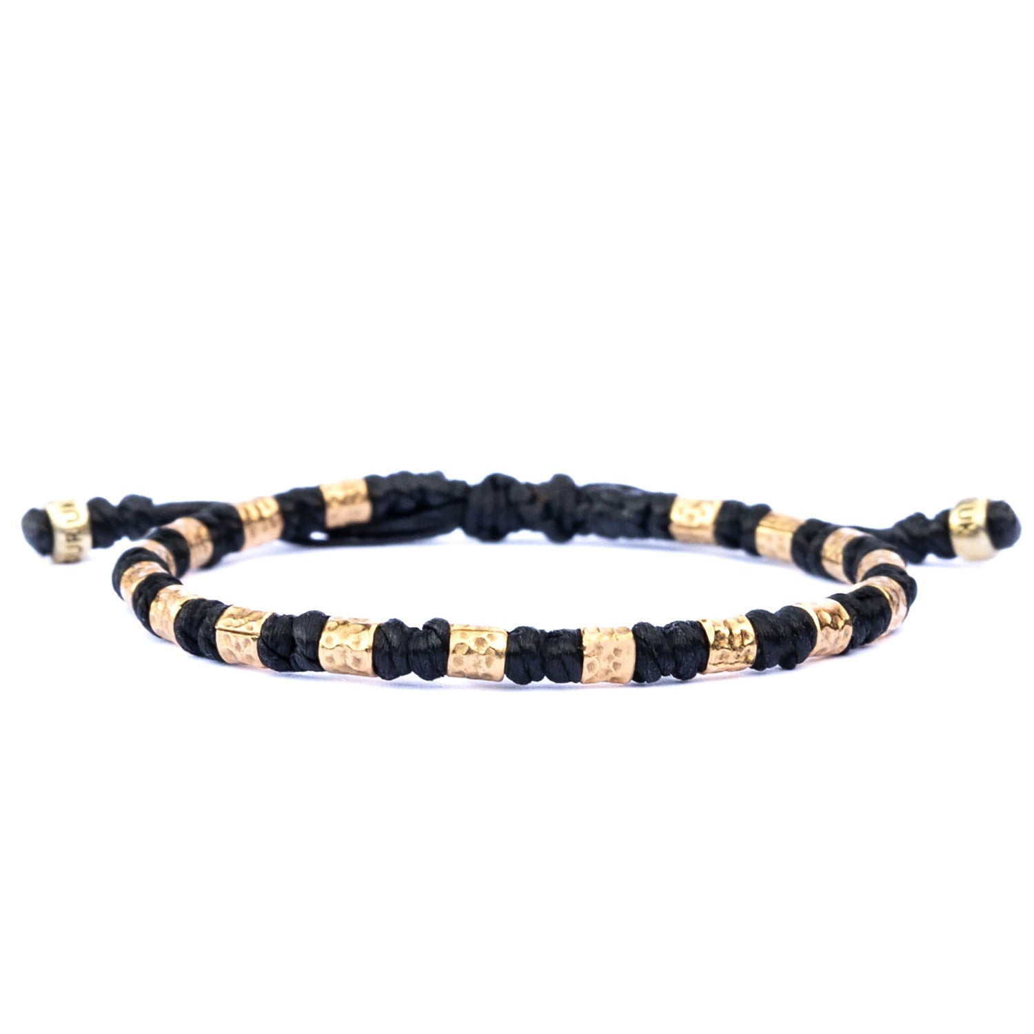 Rope & Hammered Gold Silver Viking Women's Bracelet - Freya - Black
