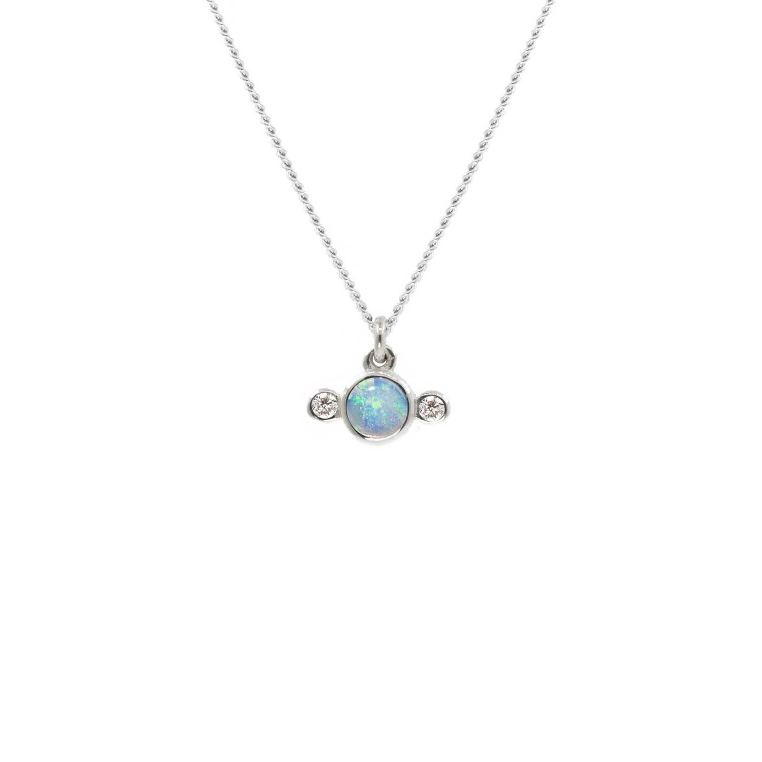 Opal & Diamonds Necklace – Silver
