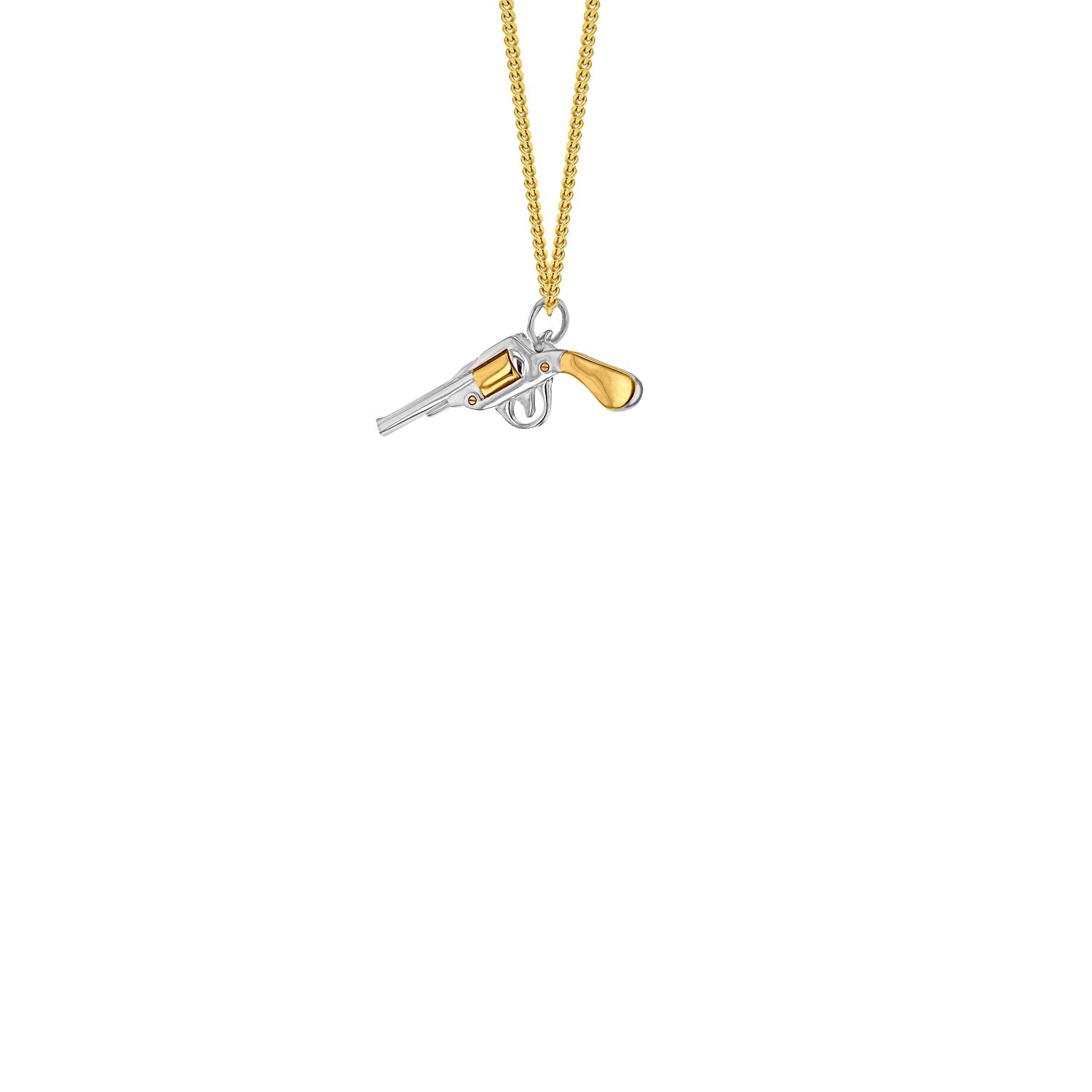 2-Tone Sterling Silver & 18Kt Gold-Plate Mini Pistol Charm On Gold Hoop