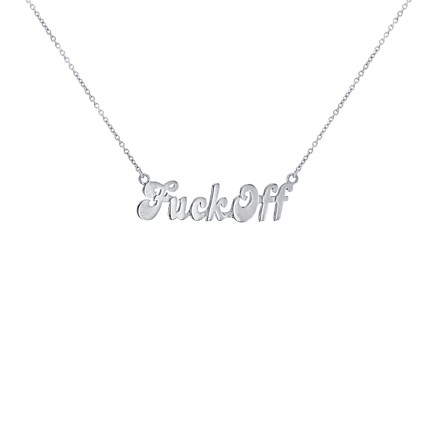 Sterling Silver Fuck Off Statement Necklace