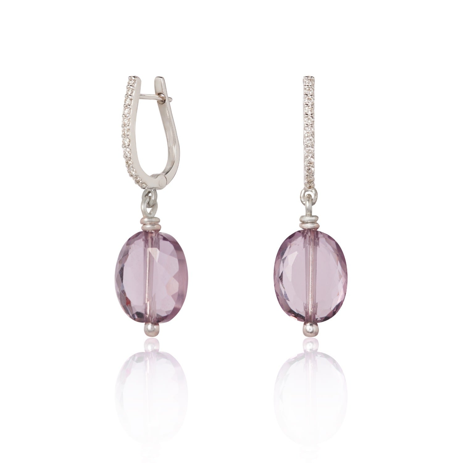 Dazzling Diamond Amethyst Drop Earrings