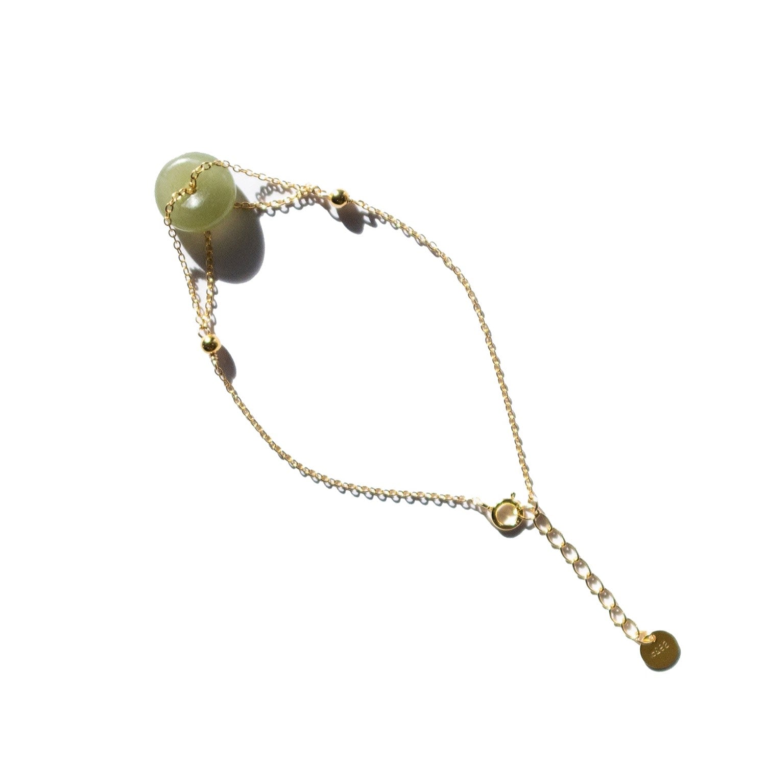 Coin Green Jade Gold Bracelet