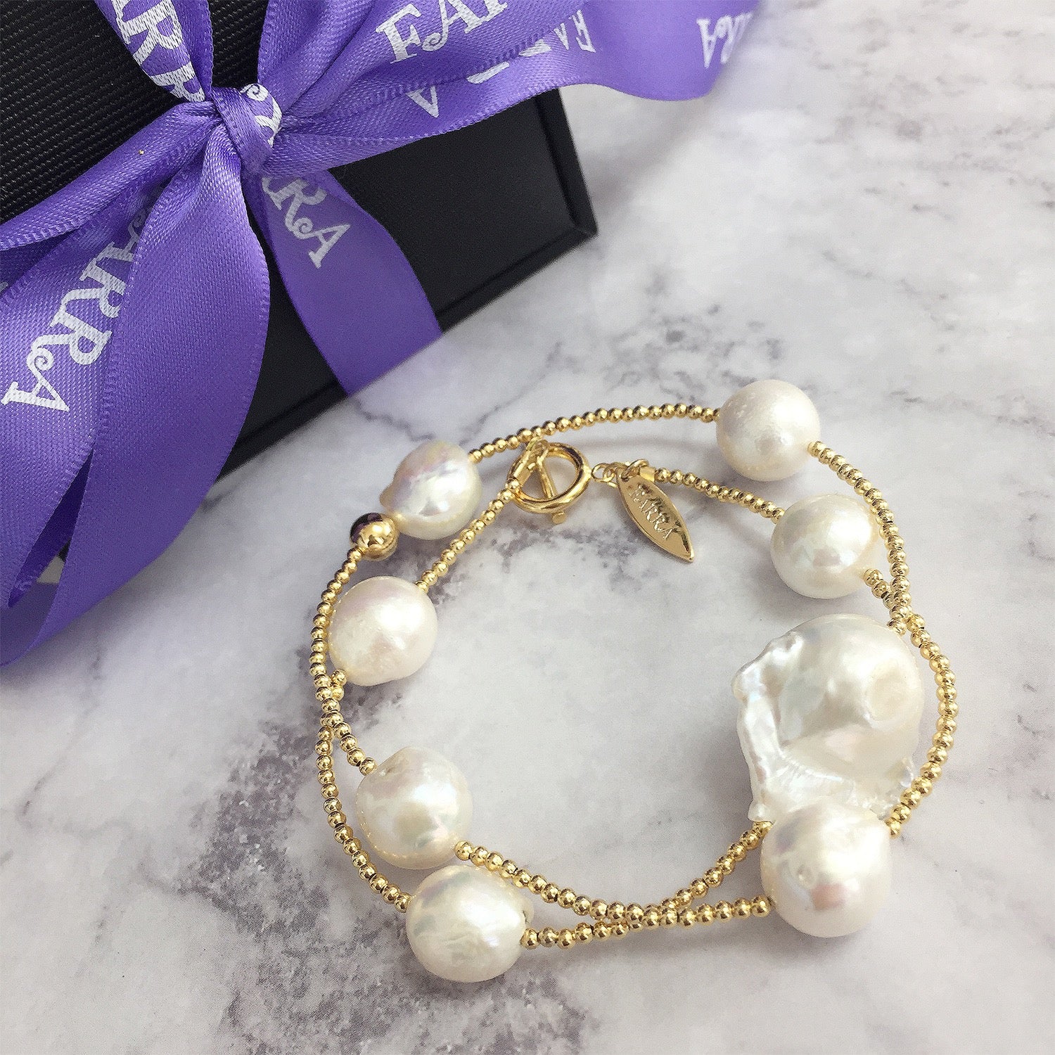Double Wrapped Natural Baroque Pearls Bracelet