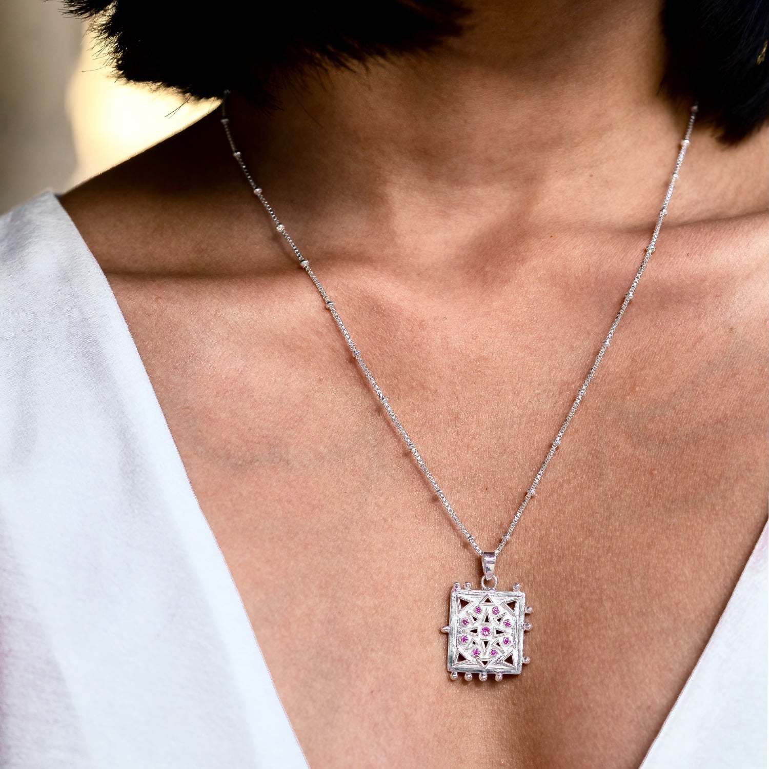 Udaipur Star Talisman Necklace - Rose Quartz