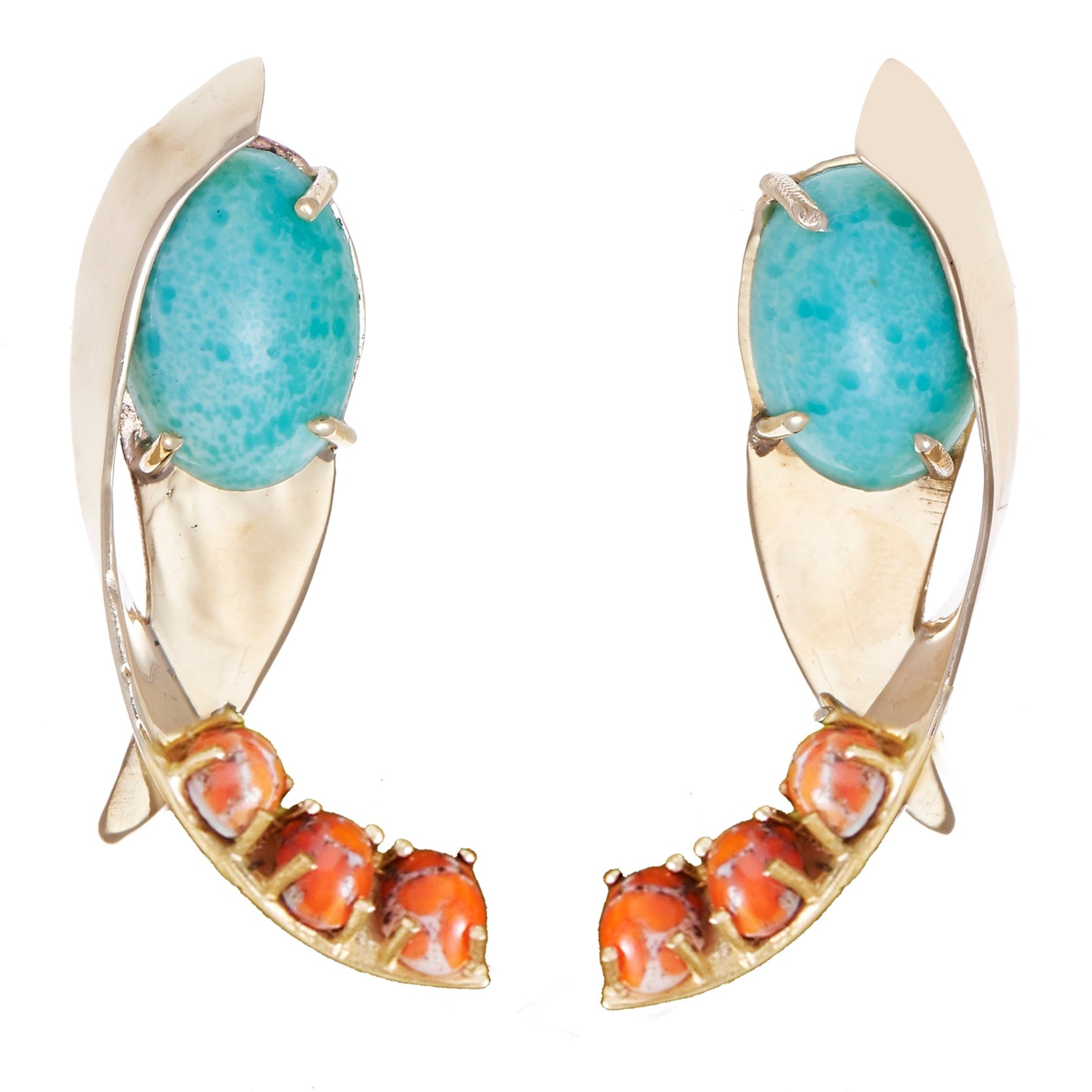 Apse Earring In Pine Gold Green Red