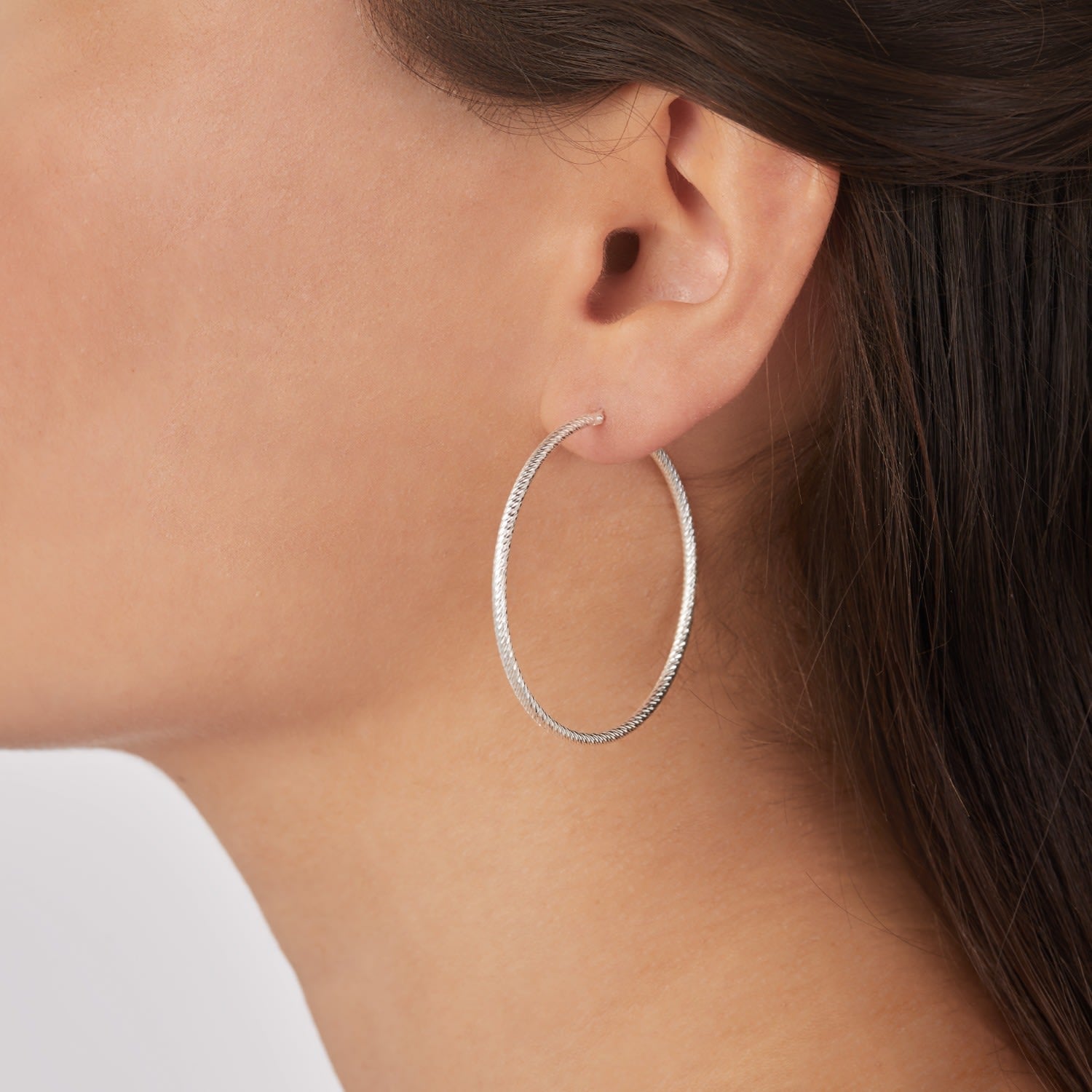 Silver Large Round Hoops