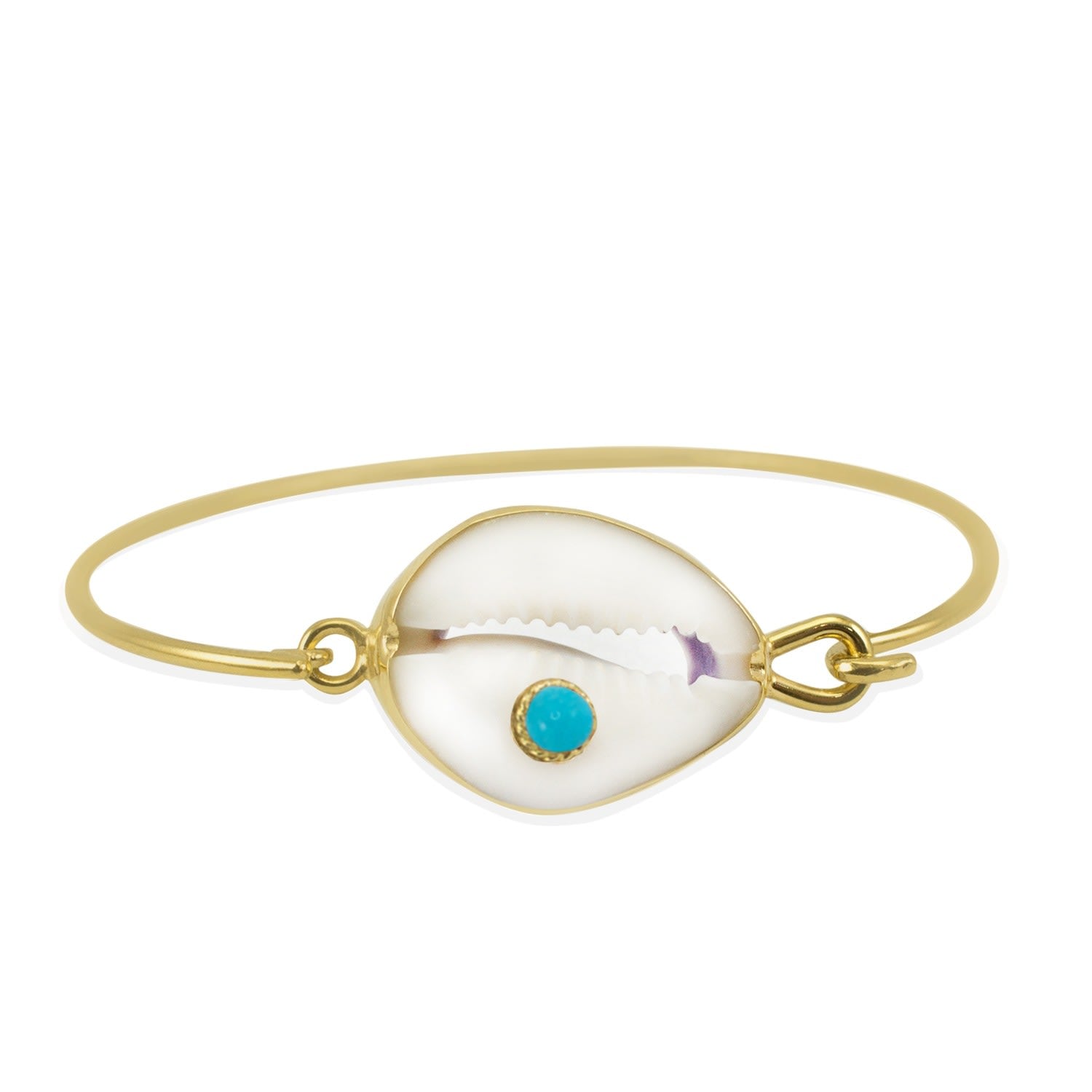 Turquoise & Cowrie Shell Cuff Bracelet