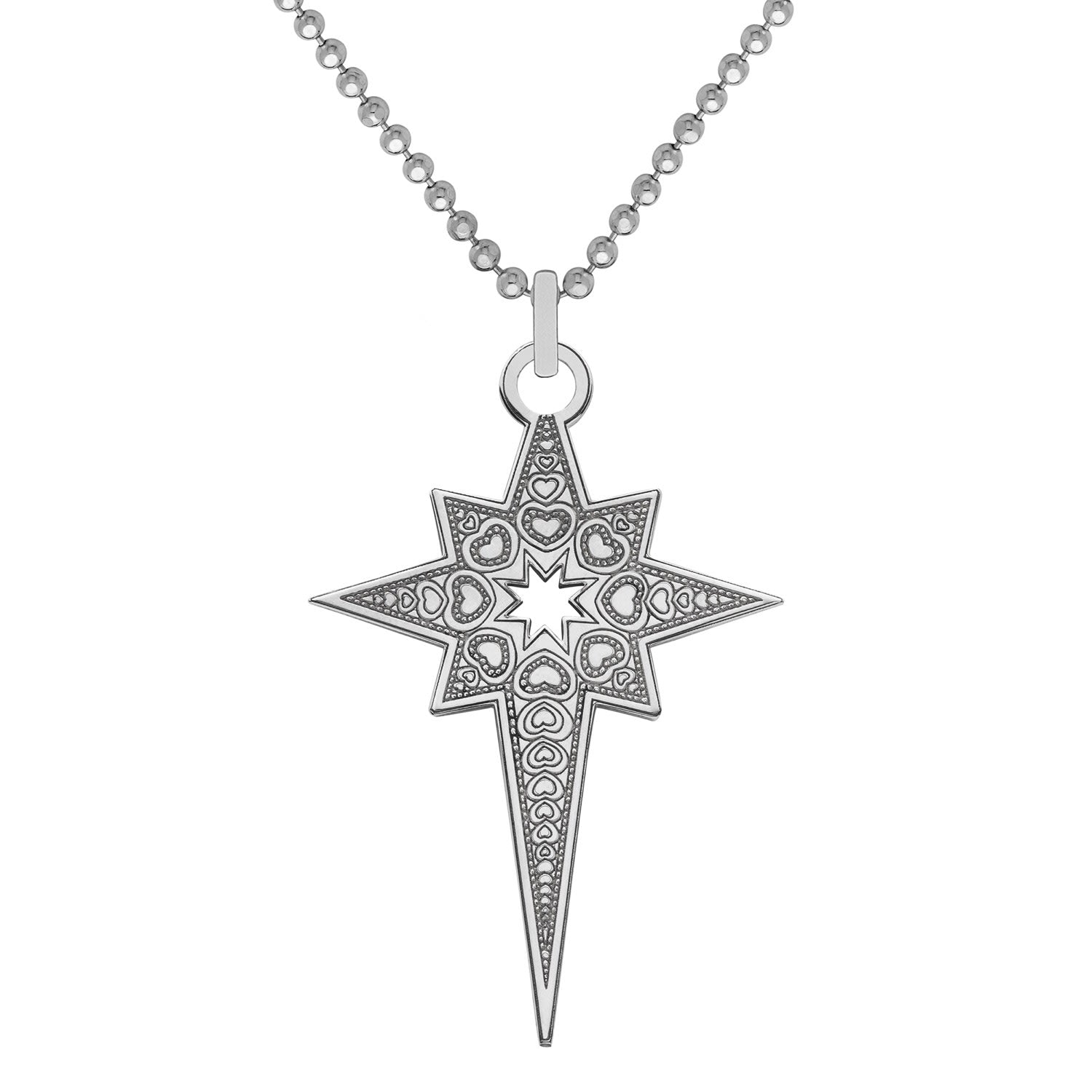 Medium Sterling Silver North Star Pendant Necklace