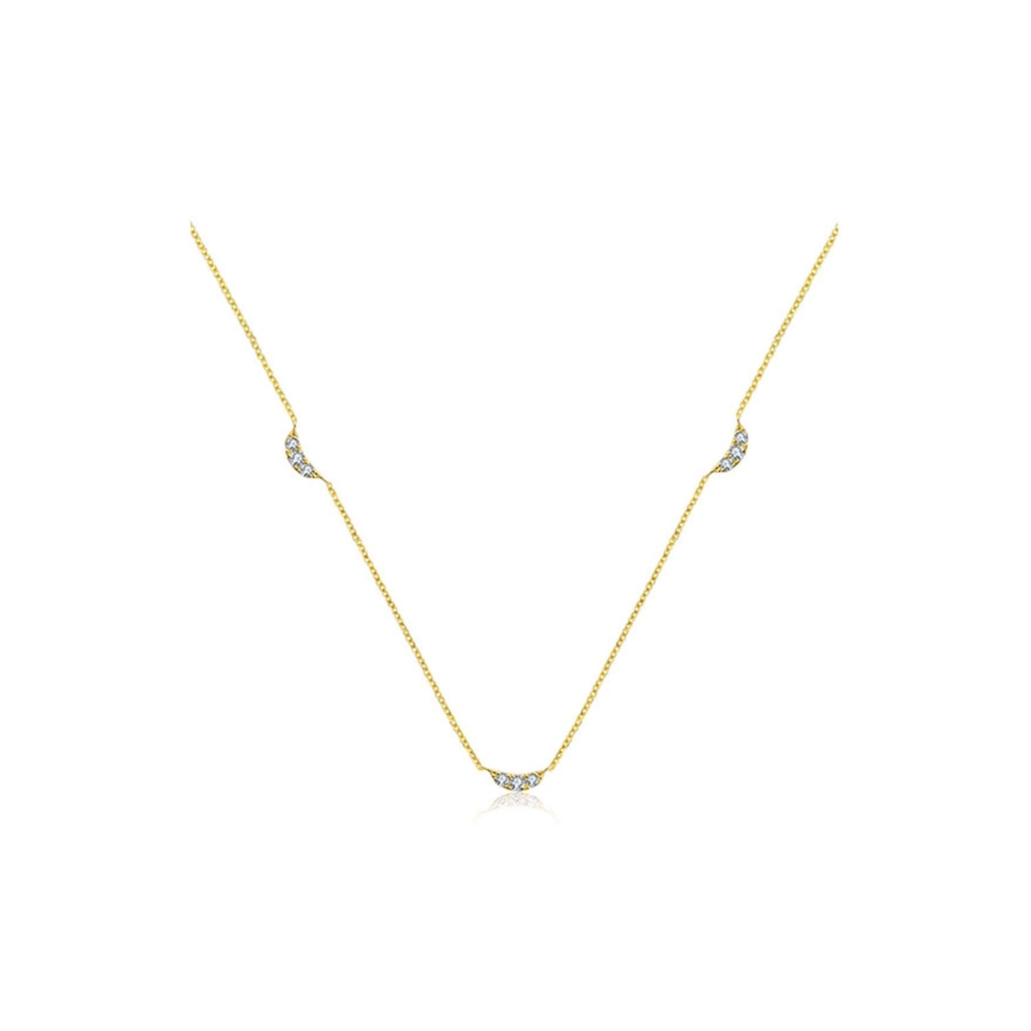 18K Yellow Gold Moon Shape Diamond Necklace / Choker