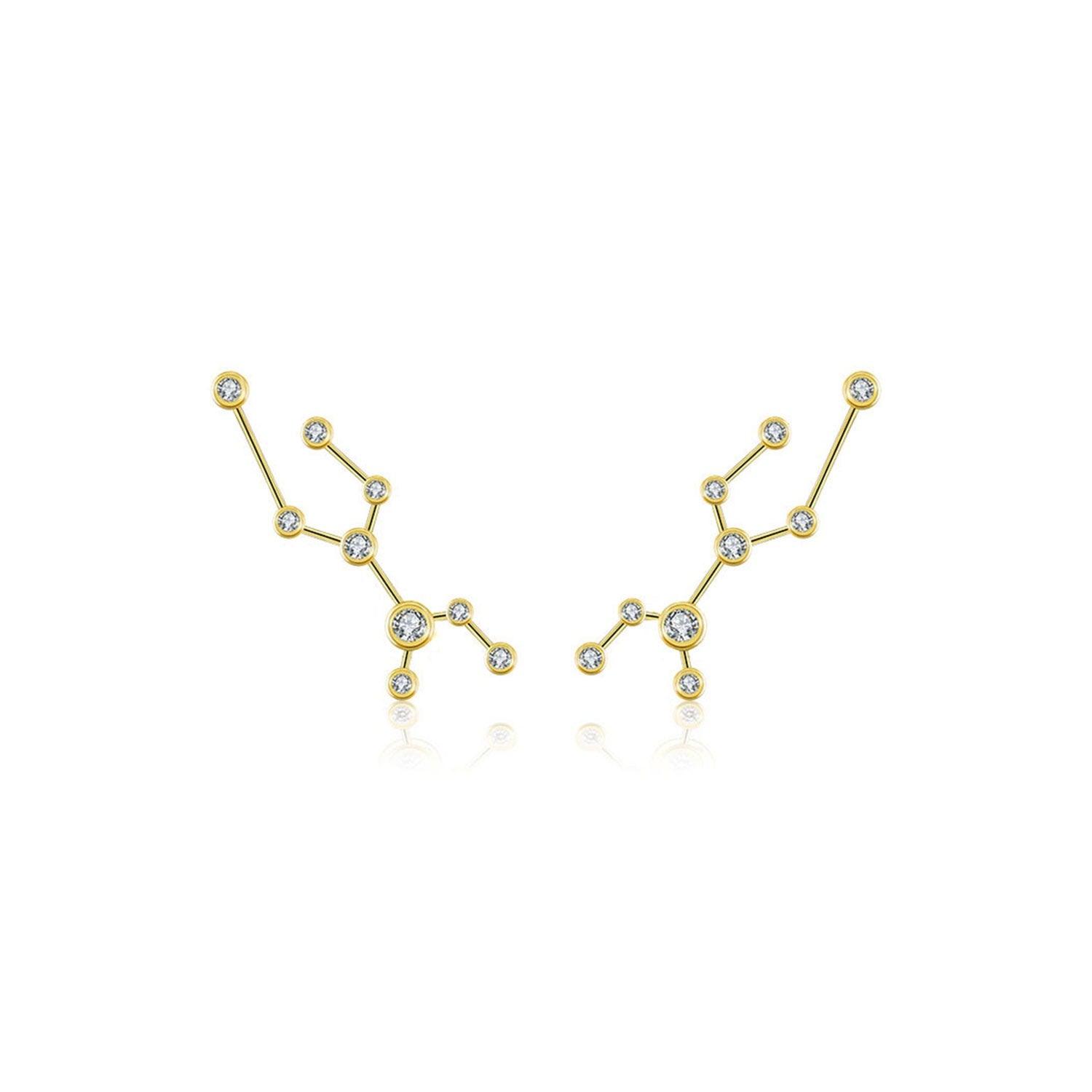 Virgo Zodiac Constellation Earring 18K Yellow Gold & Diamond
