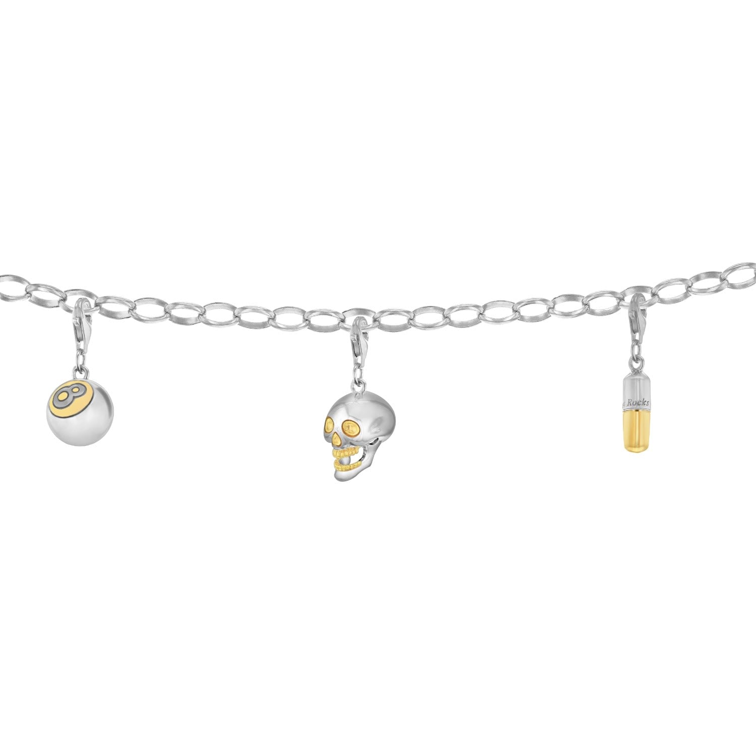 Mixed Metal Skull Charm Silver/Gold