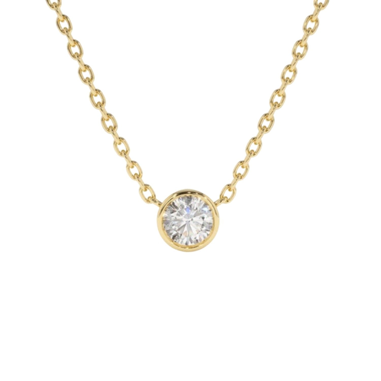 Large Diamond Solitaire Necklace Set On The Chain