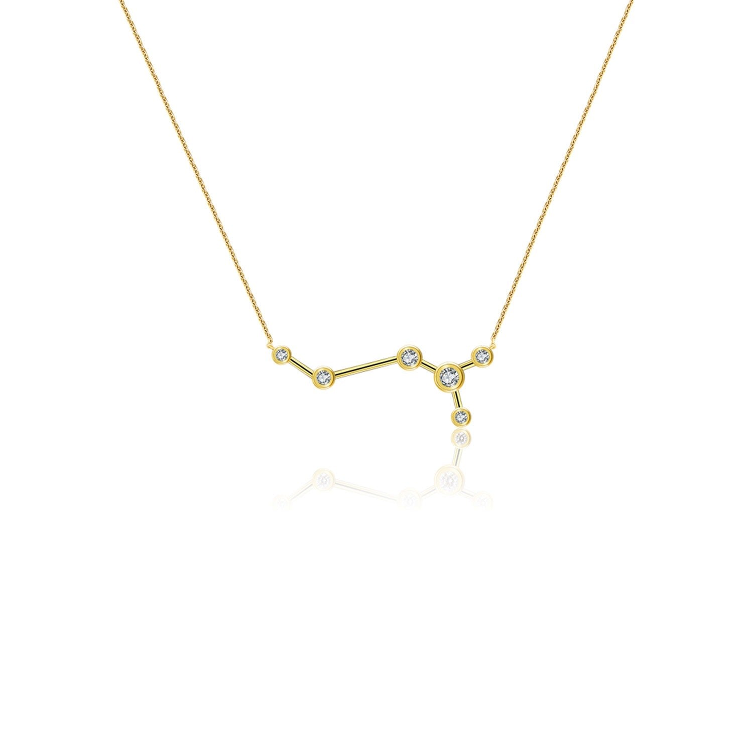 Scorpio Zodiac Constellation Necklace 18K Yellow Gold & Diamond