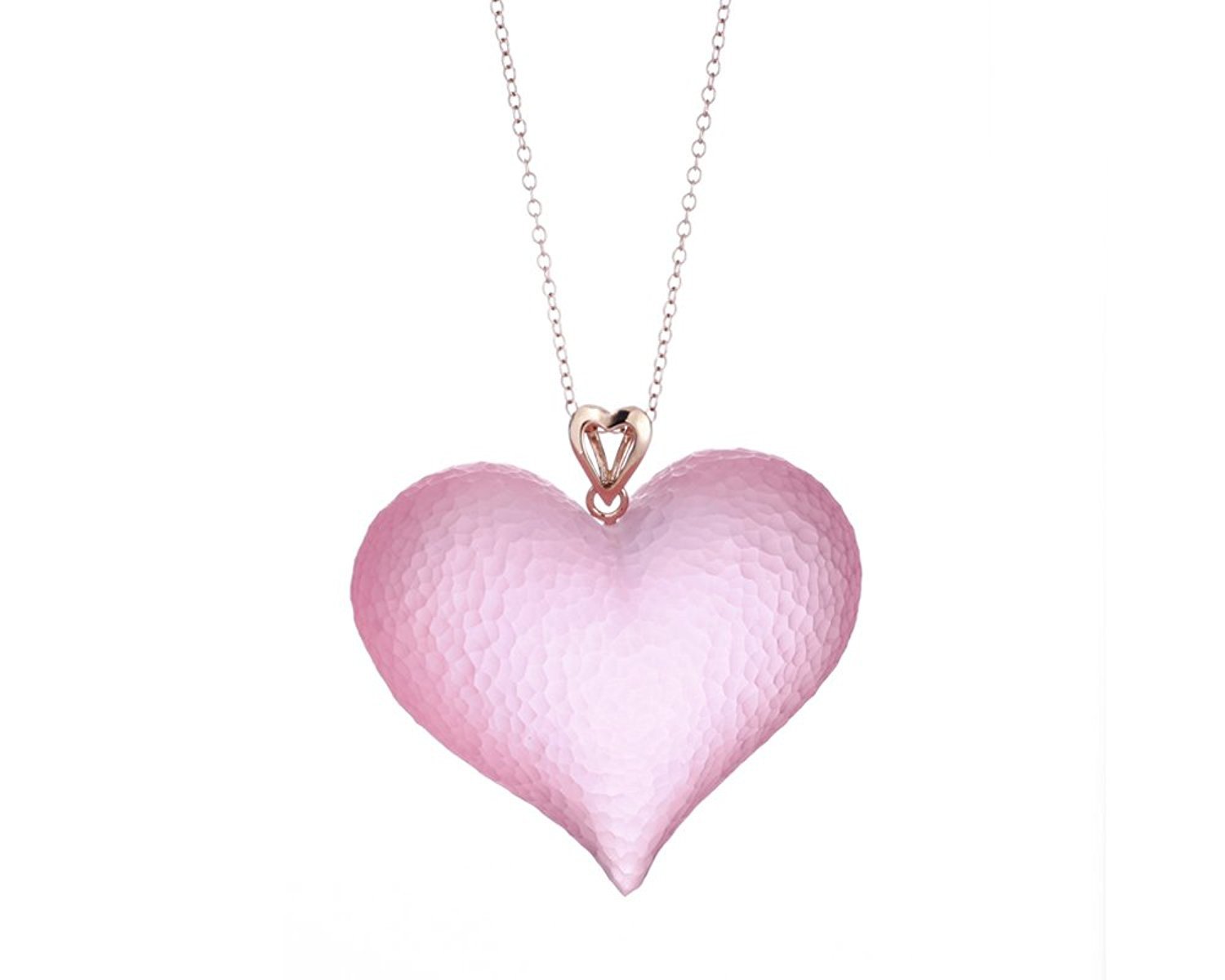 Pink Lucite Heart Pendant