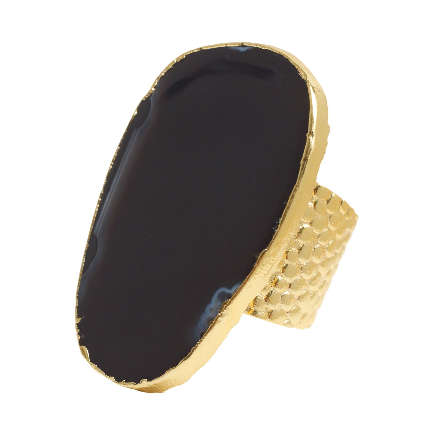 Ultra Mega Black Gemstone Gold Statement Ring