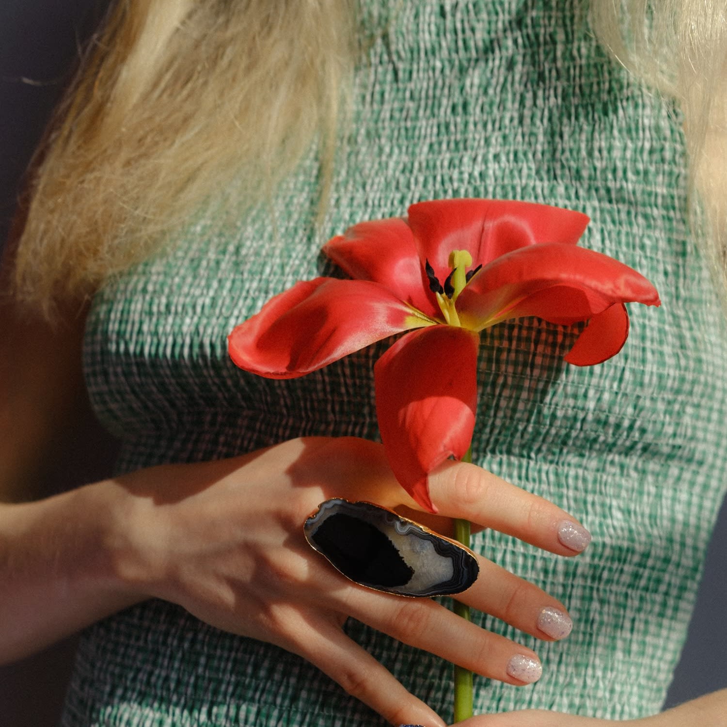 Ultra Mega Black Gemstone Gold Statement Ring