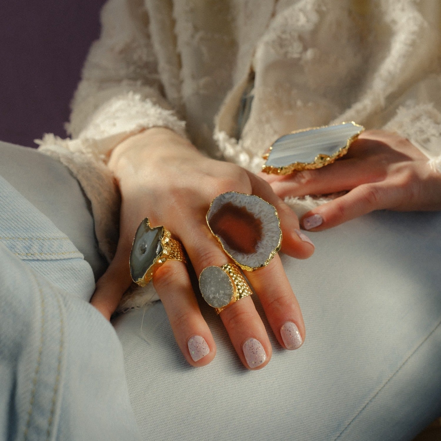 Ultra Mega Caramel Apricot Gemstone Adjustable Ring